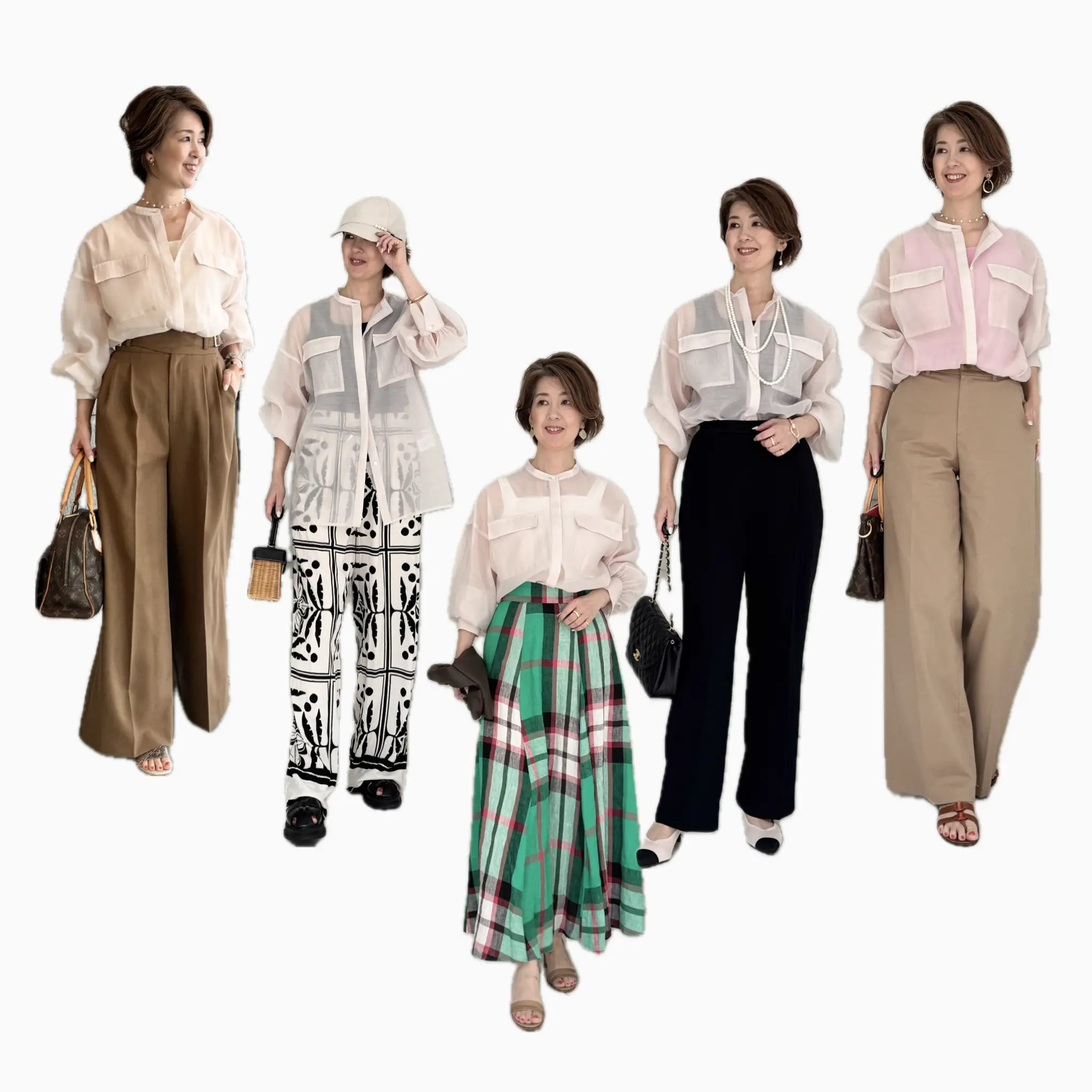 【着回し5days】ピンクベージュのシアーブラウスが主役♡ 大人の万能スタイル術_1_9