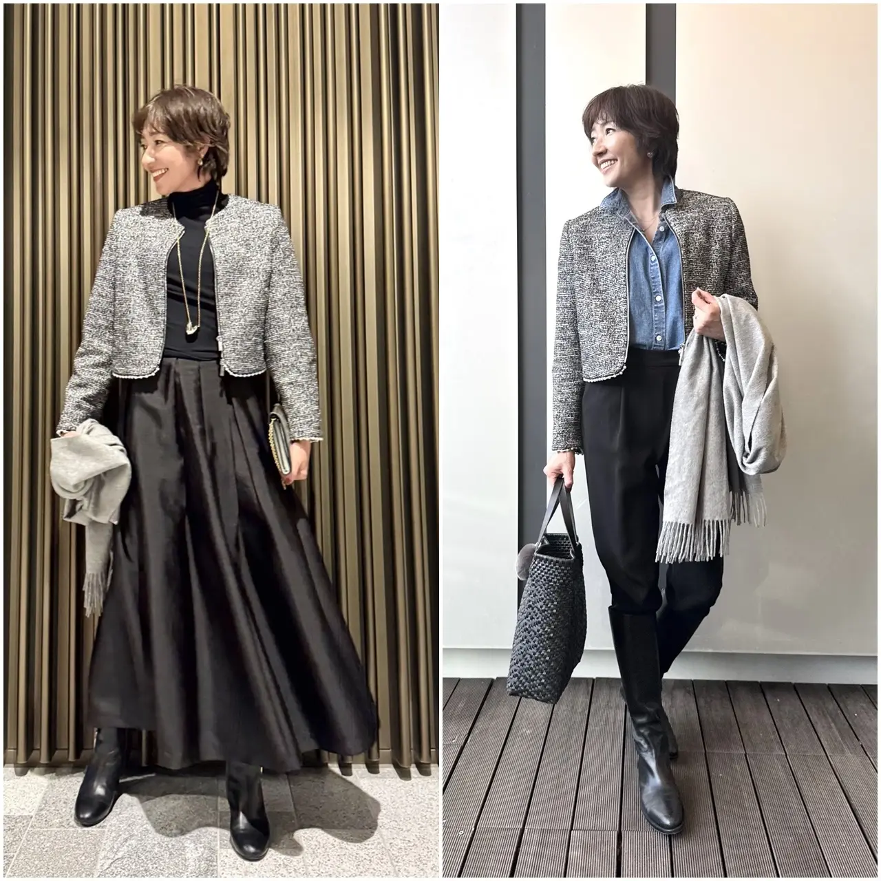 ZARA パール付きショート丈ジャケット ⑤