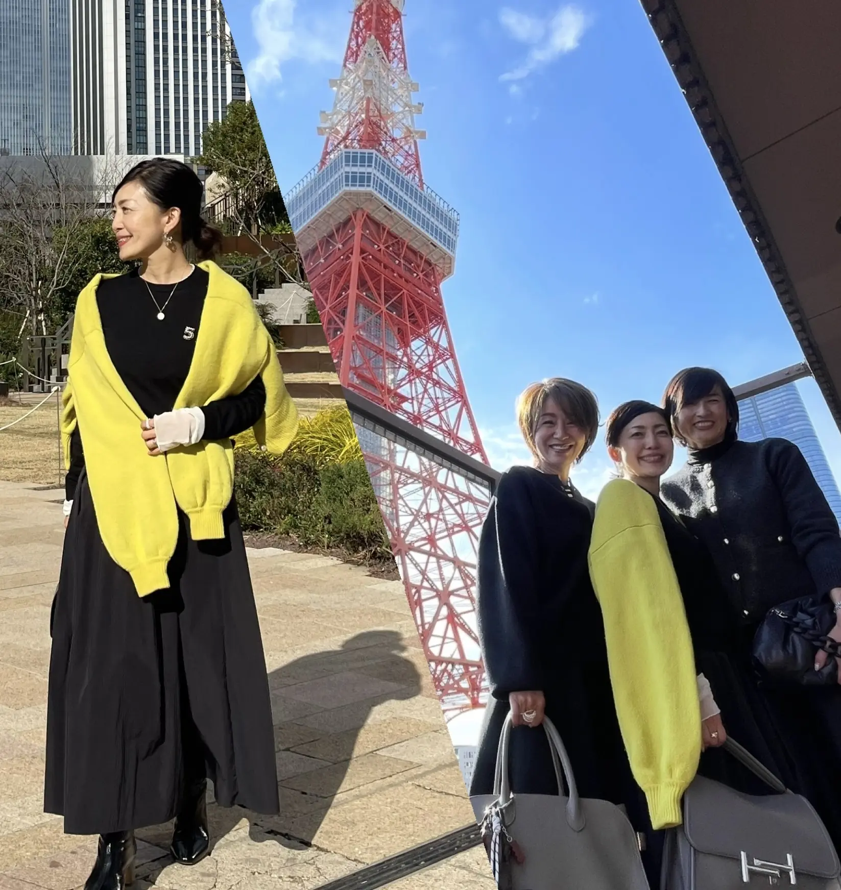 ブラック✖️イエローコーデで東京タワーを間近で楽しめるレストランへ