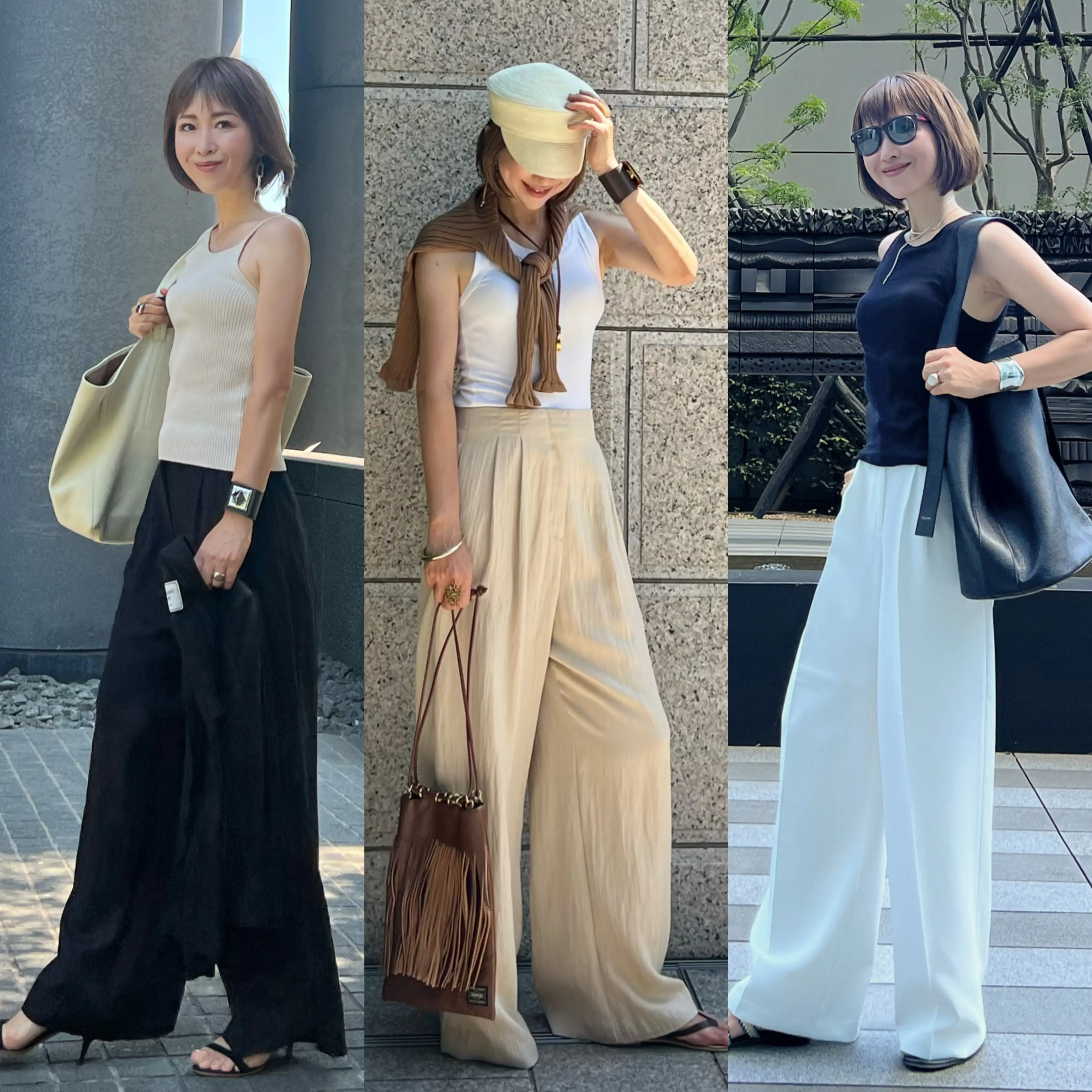 ZARAパンツ3本×UNIQLOアメスリ＆タンクトップ 〜#chieのstyling vol.13