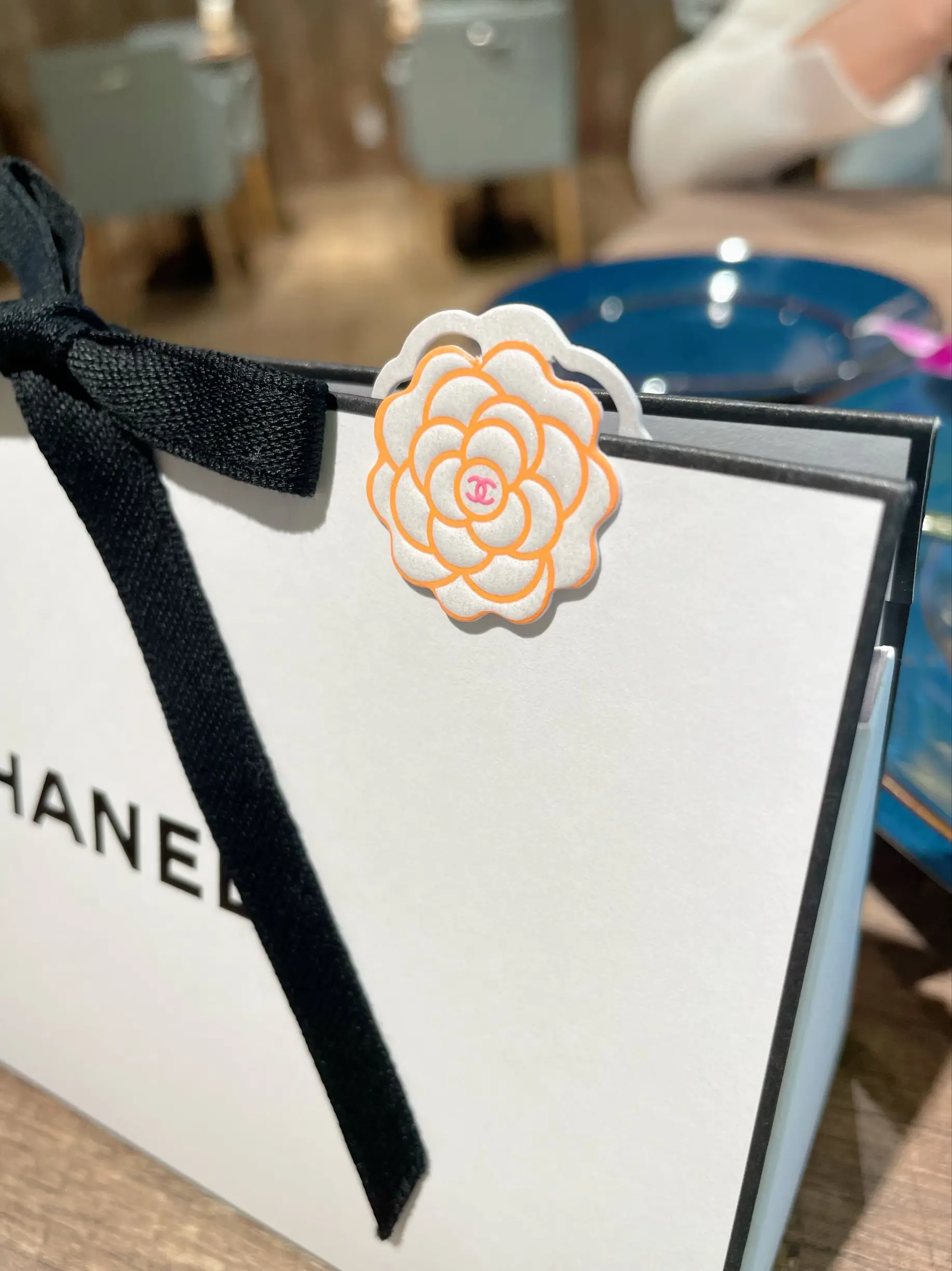 CHANEL、シャネル、バッグ、ショップバッグ、可愛い、モノトーン、シンプル、パッケージ、パッケージデザイン、カメリア、ピンクライン、ピンクラインカメリア、薔薇、お花、花、ランチ、女子会、母娘、母娘ランチ