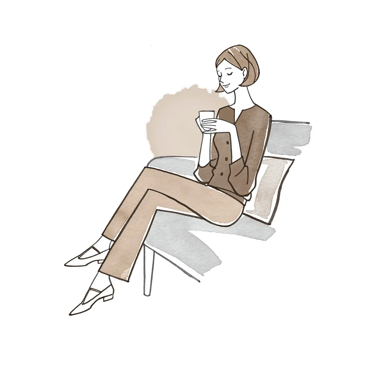 足を組んで座る