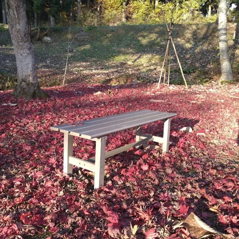 池田邸分家の紅葉・ベンチ