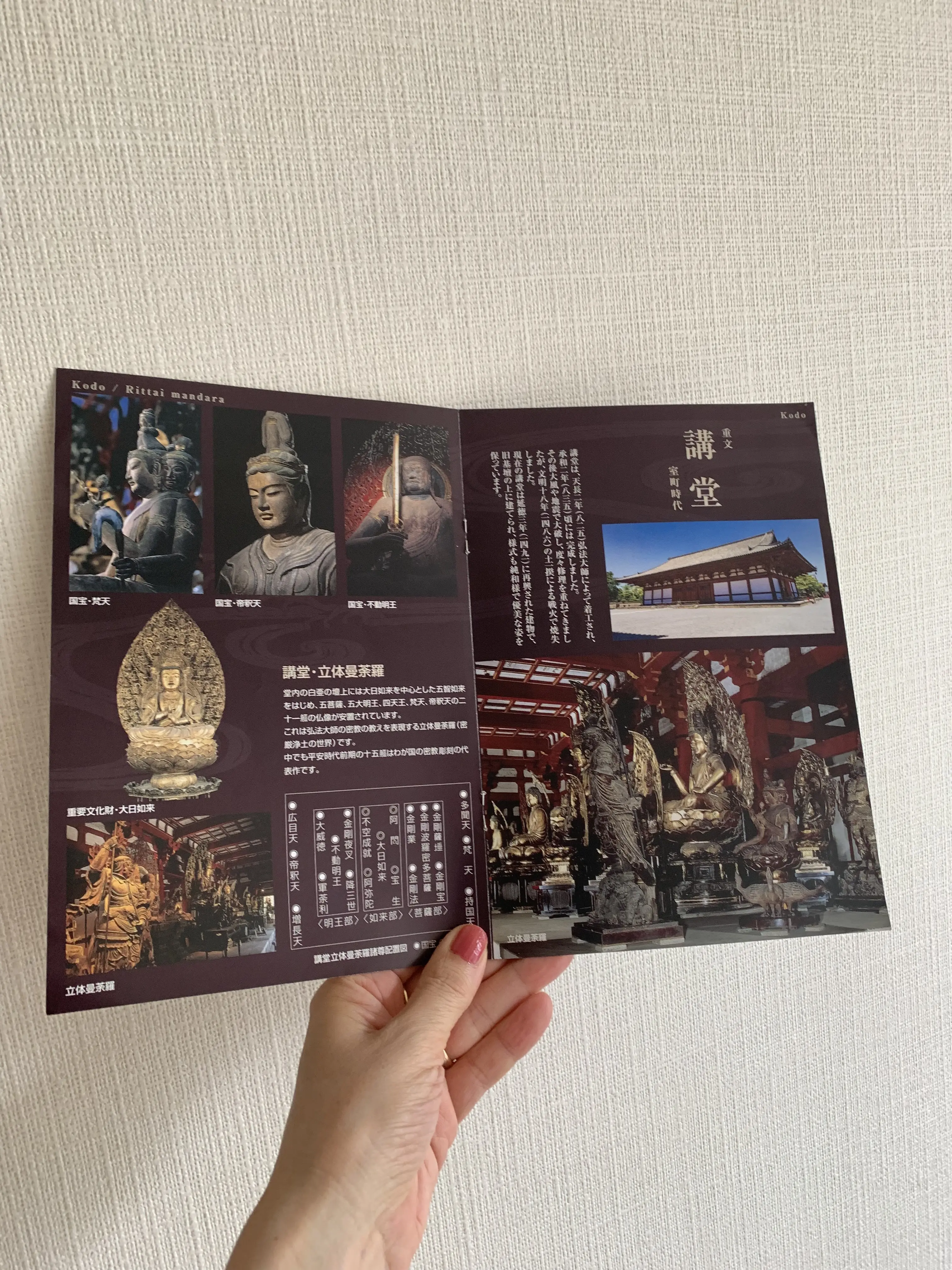 東寺の講堂について説明するパンフレット
