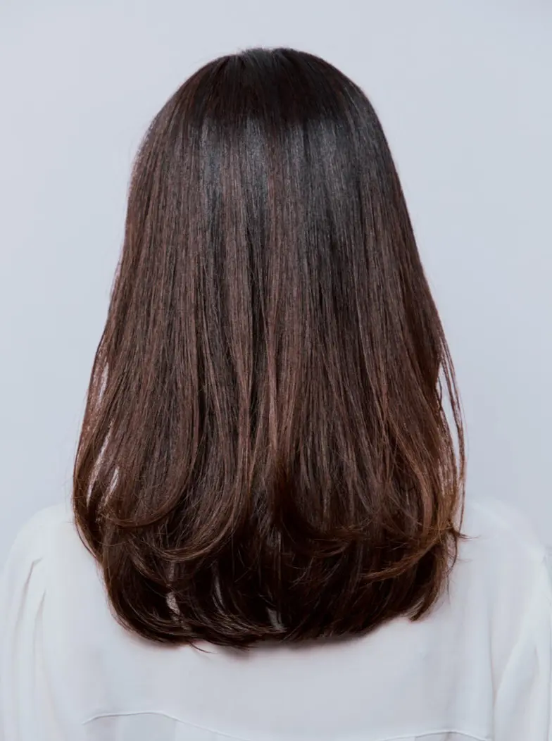 Webエクラ 　後から見たセミロングヘアスタイル