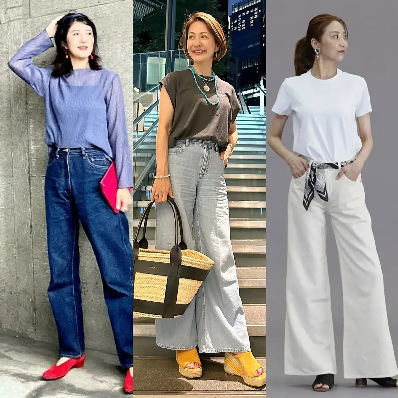【50代「ユニクロ・GU」コーデ】デニムスタイルも涼しげに！夏に快適なカジュアルコーデが人気