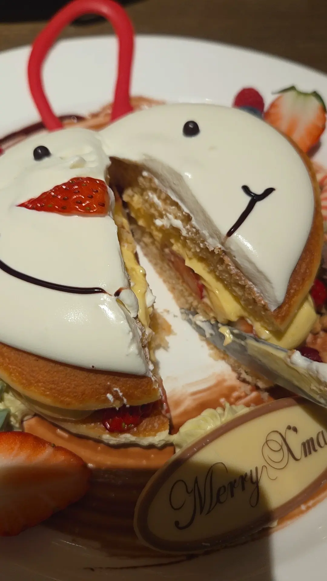 ツイード風ニットガウンジャケット(E by éclat)を着てスノーマンリースパンケーキを♡_1_5-2