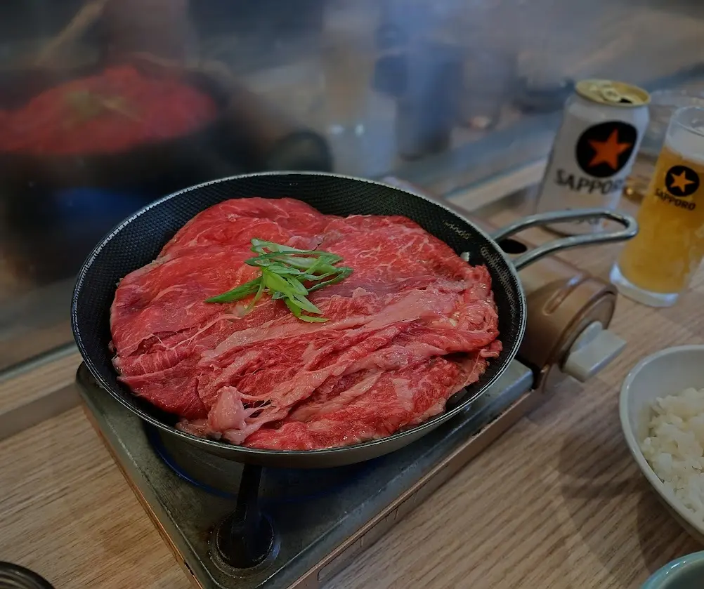 スキヤキフジオ 阪急三番街店　すき焼き定食　国産黒毛和牛