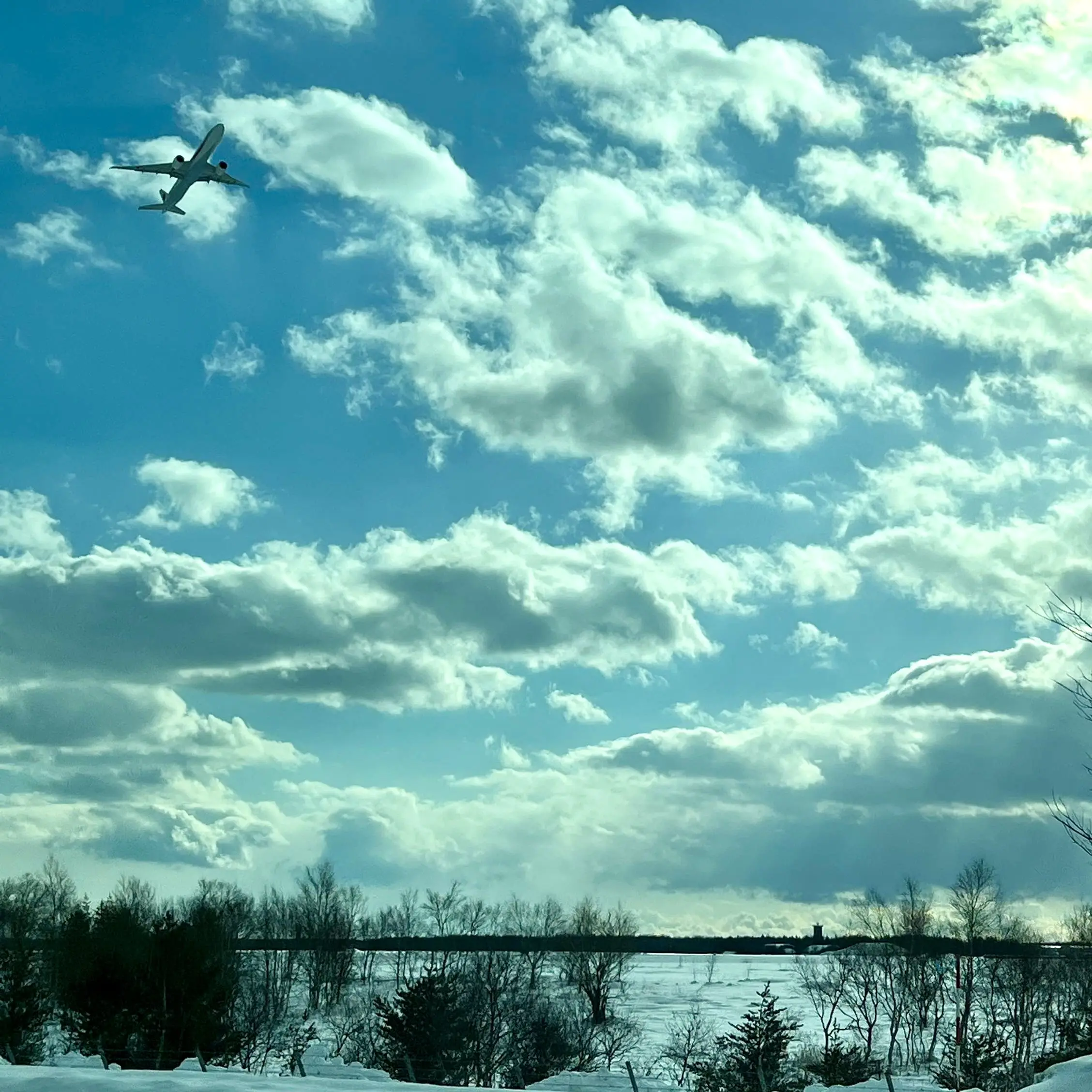 新千歳空港近くの雪景色