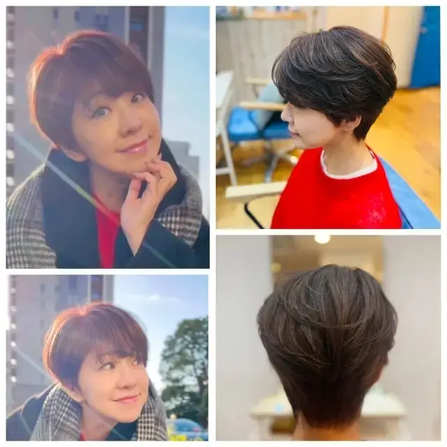 一月のヘアスタイルは前髪を軽くして抜け感のあるひし形シルエットのショートヘア