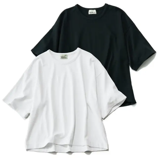 NEPLA. ワイドTシャツ（左から）ブラック、ホワイト