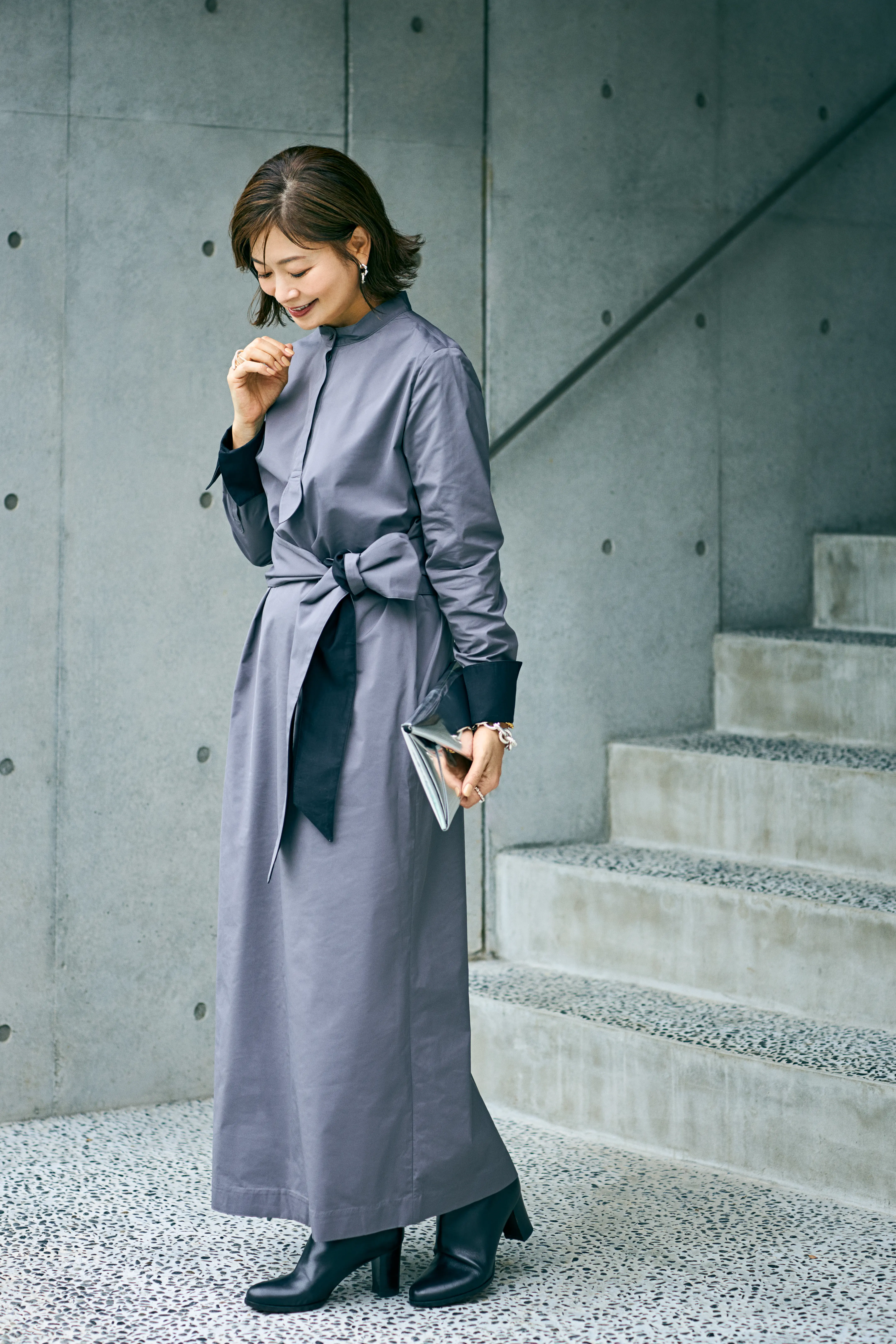 チエコプラス×エクラ【三尋木奈保さんコラボ】ウエストベルトバンドカラードレス　￥39,800