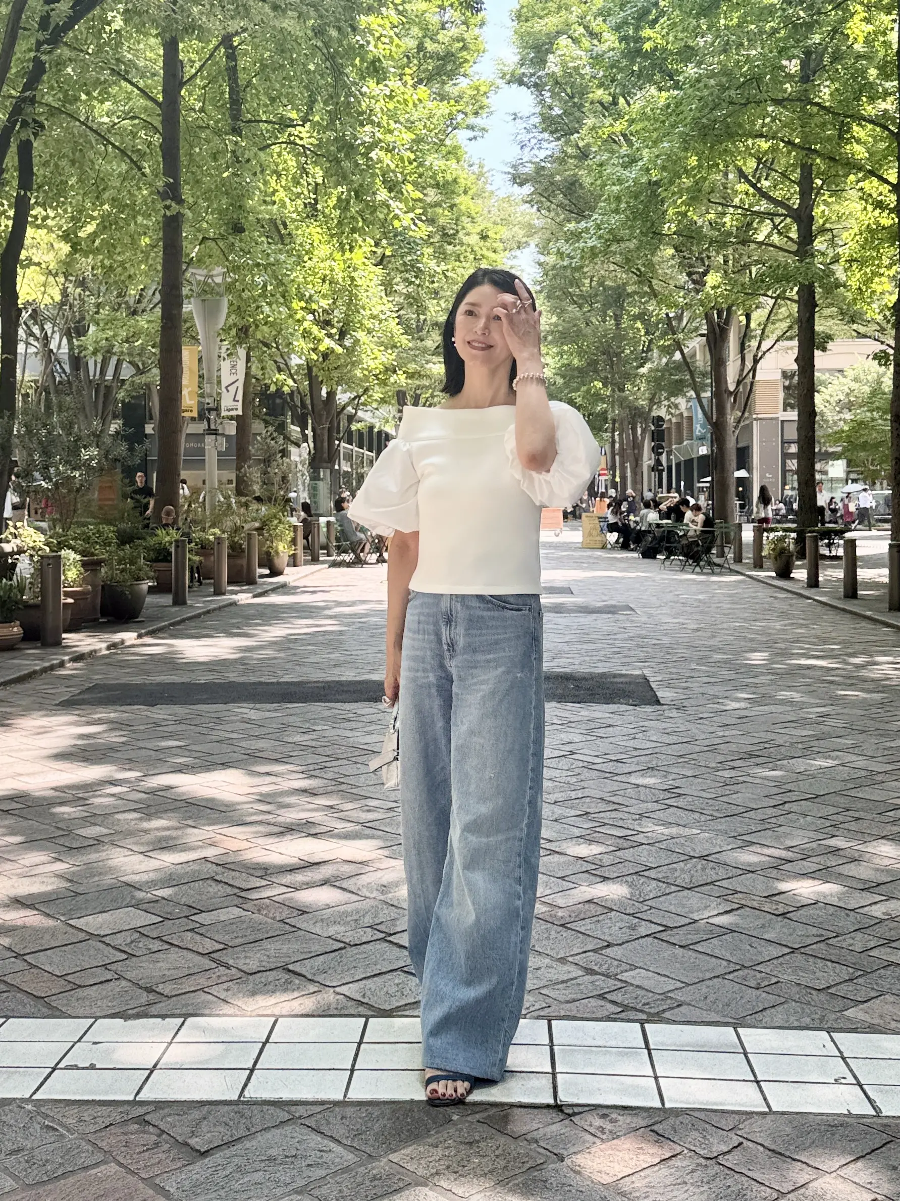 ZARAのワイドデニムにオフショルダーで大人可愛く♡_1_2