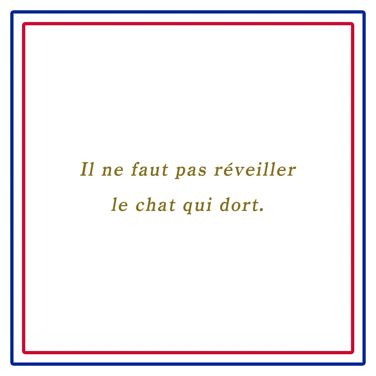 眠っている猫は起こさないようにーIl ne faut pas réveiller le chat qui dort.