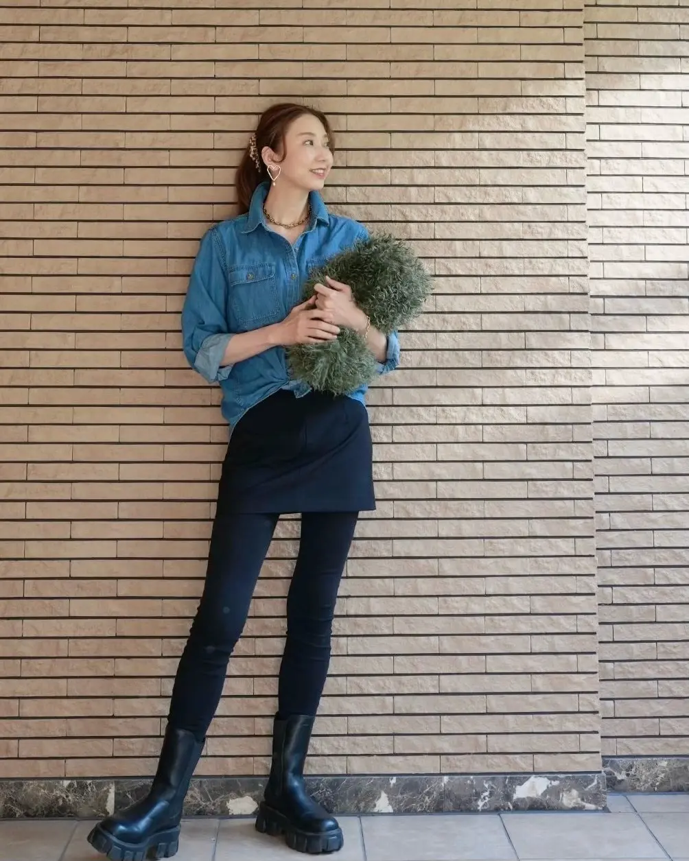 【UNIQLOデニムシャツ×スキニーパンツ】私のデイリーコーデ✨_1_2