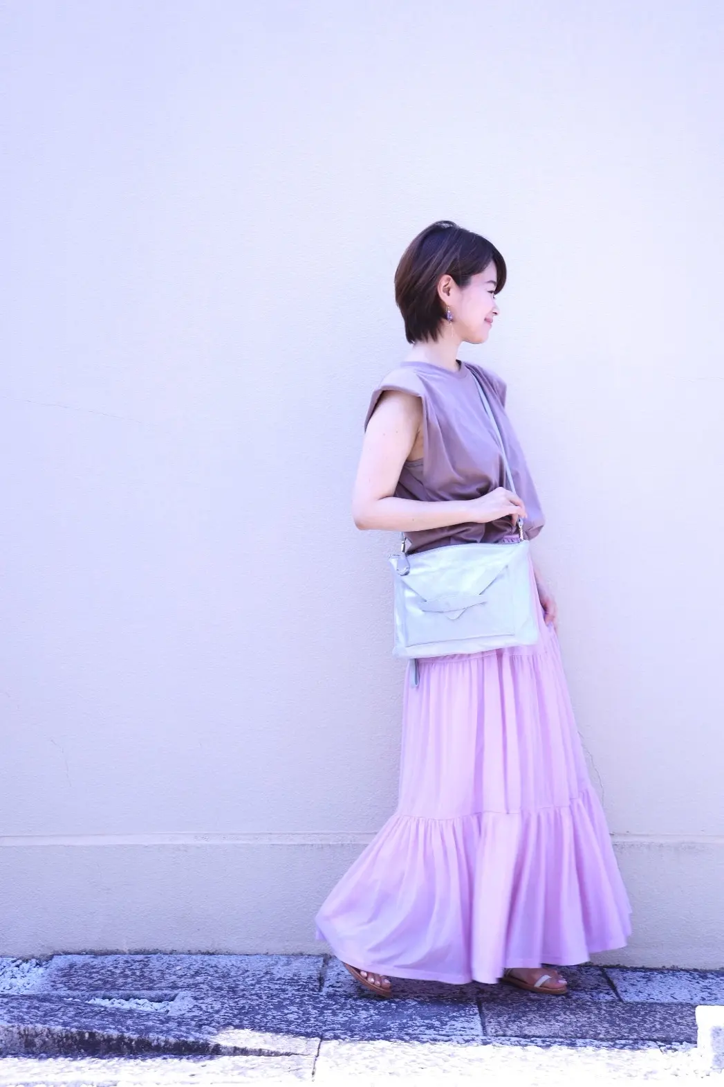 ZARAの細見えパワーショルダートップスと、きれい色のひらりんスカート♡_1_2