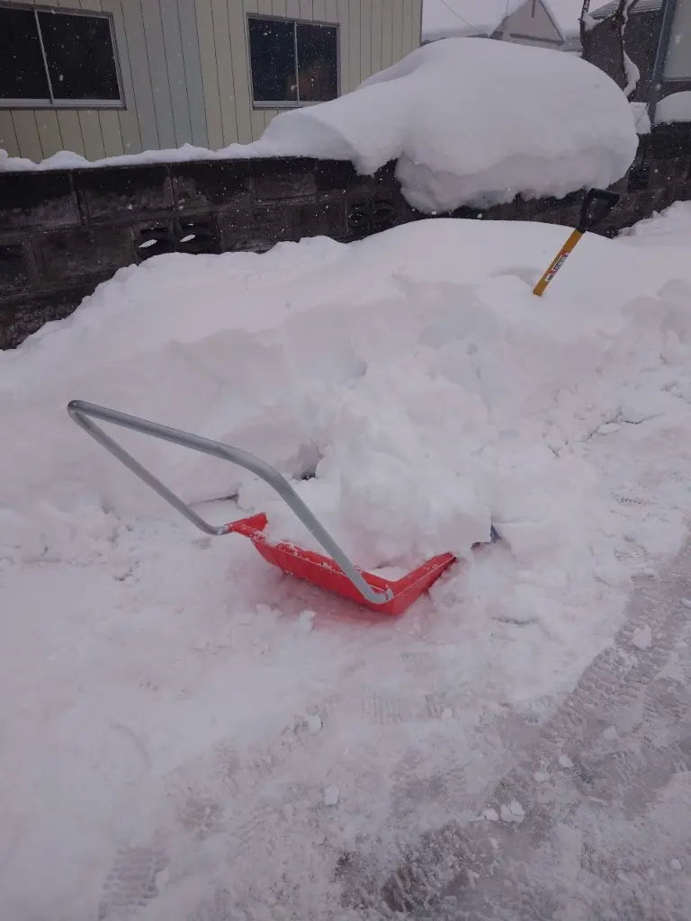 雪に埋もれている自宅前