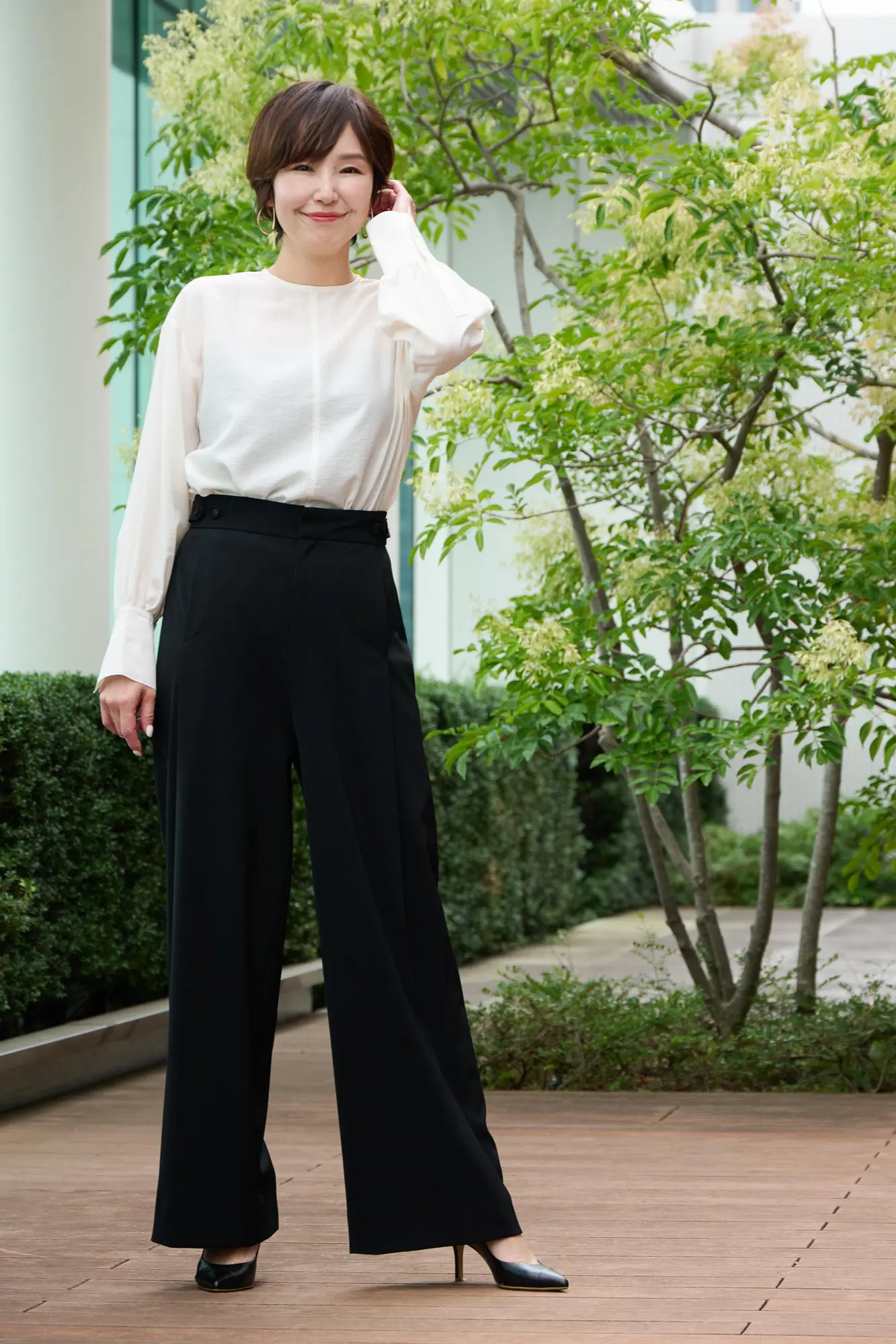 【50代 パンツ】身長・骨格別　E by éclat「優美なセミワイドパンツ」ジャストサイズに出会えました！_1_13-1