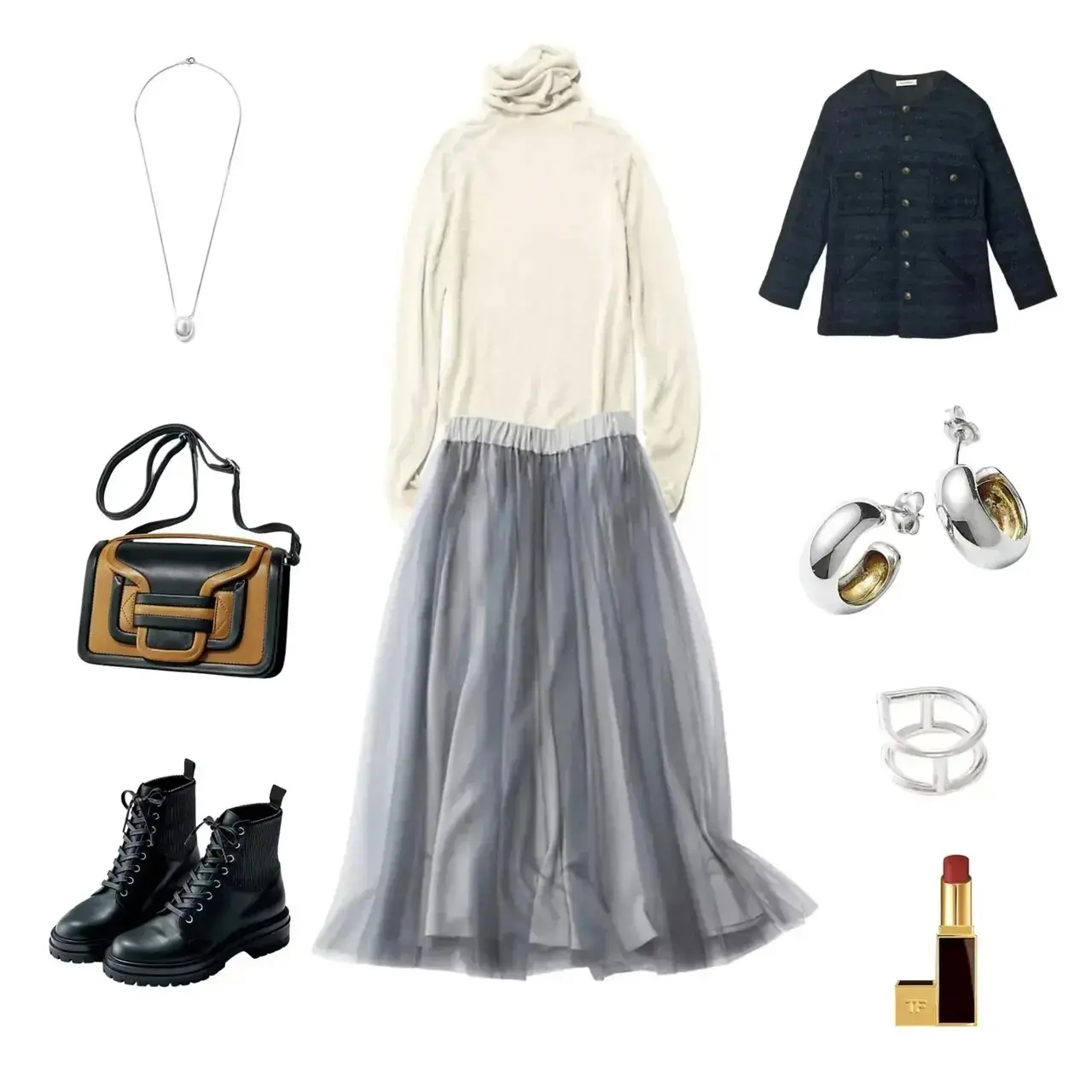 チュールスカートを主役にアクティブに動く日もエレガントに