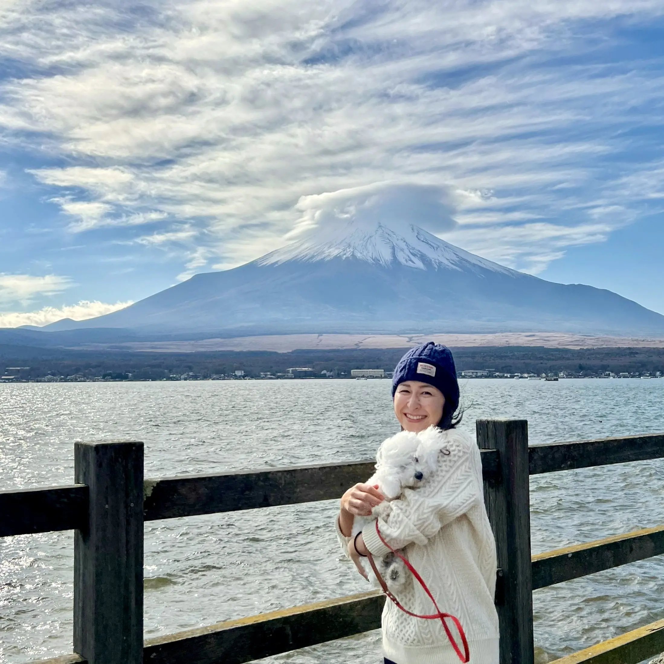 山中湖、富士山