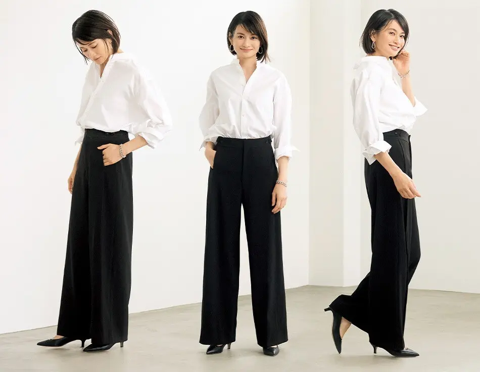  E by éclat 優美なセミワイドパンツ ￥19,800