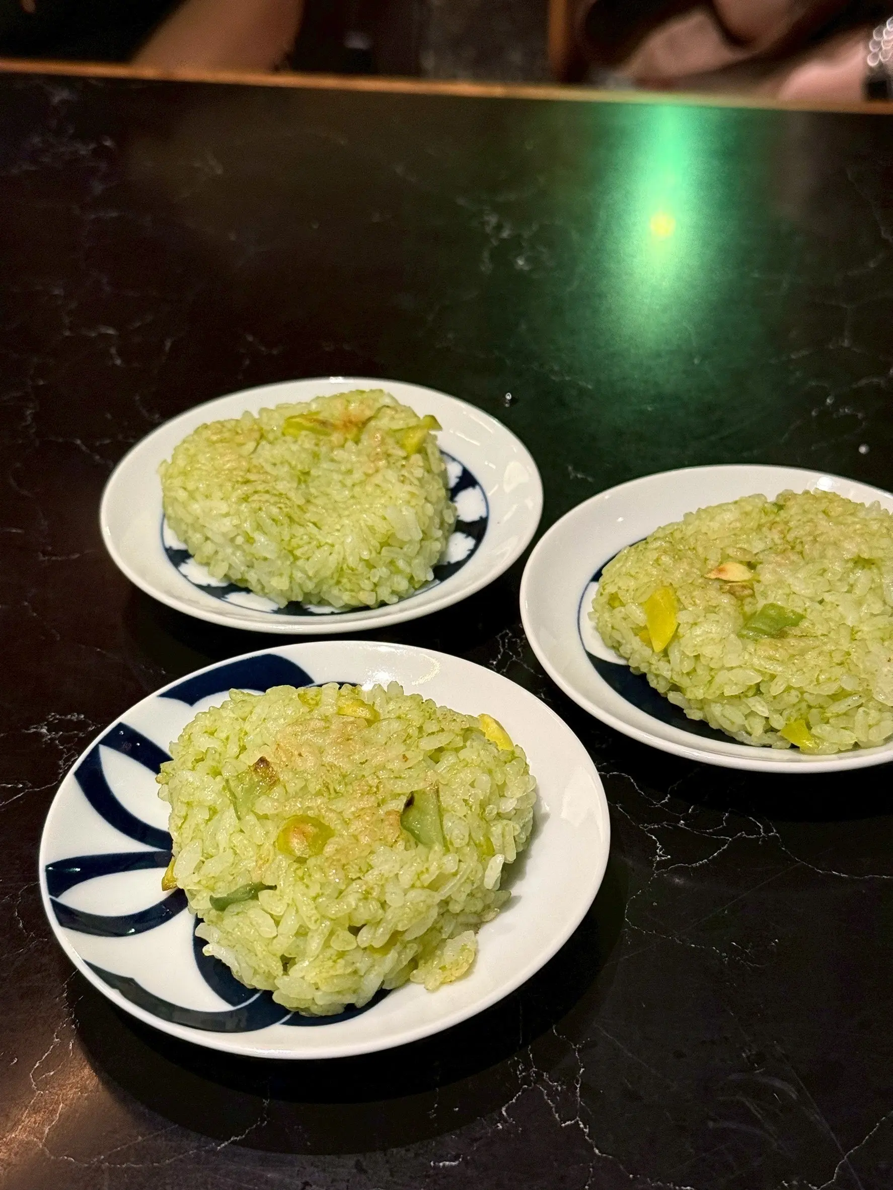 シメは豆ごはんの焼きおにぎり