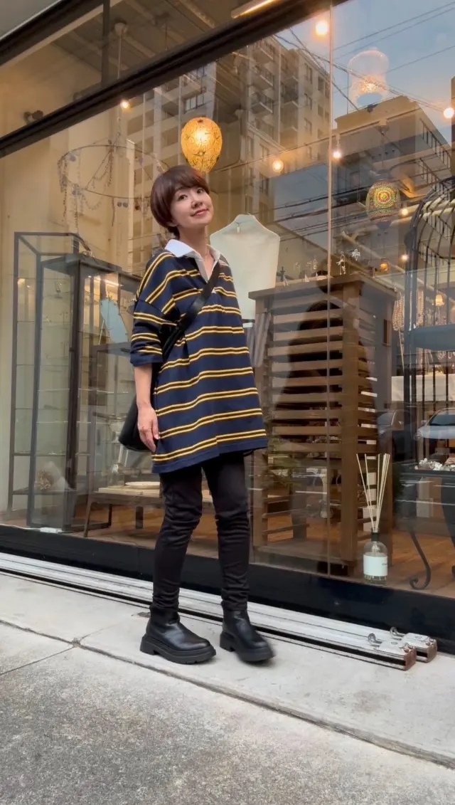 秋の足音を感じてヘアはアッシュブラウンに。メンズのラガーシャツはGU！_1_18