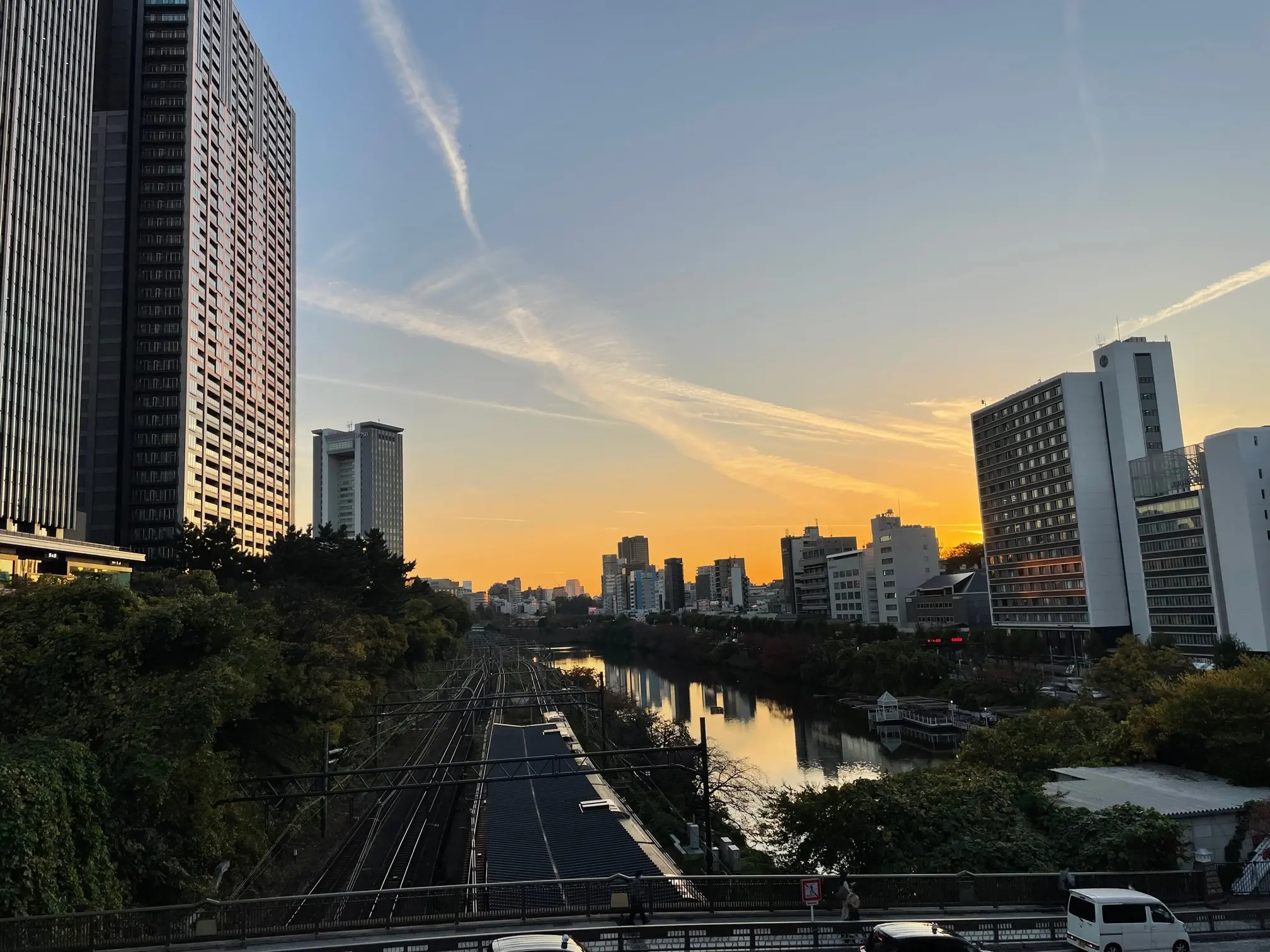 飯田橋駅から見えた夕焼け