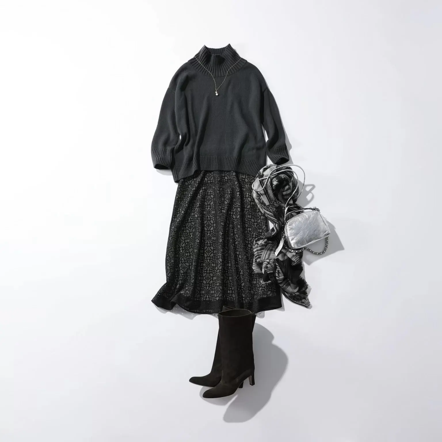 【50代 ファッション】E by eclat「ボトルネックニット」シーン別着まわし６LOOK_1_6