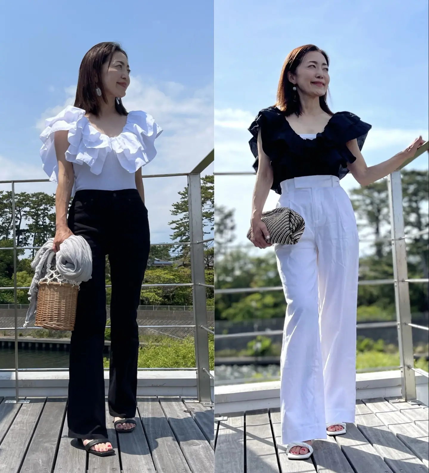 高級ブランド ZARAで見つけた！黒白フリルトップス❤︎ 宮原江里子の 華組 | パンツ