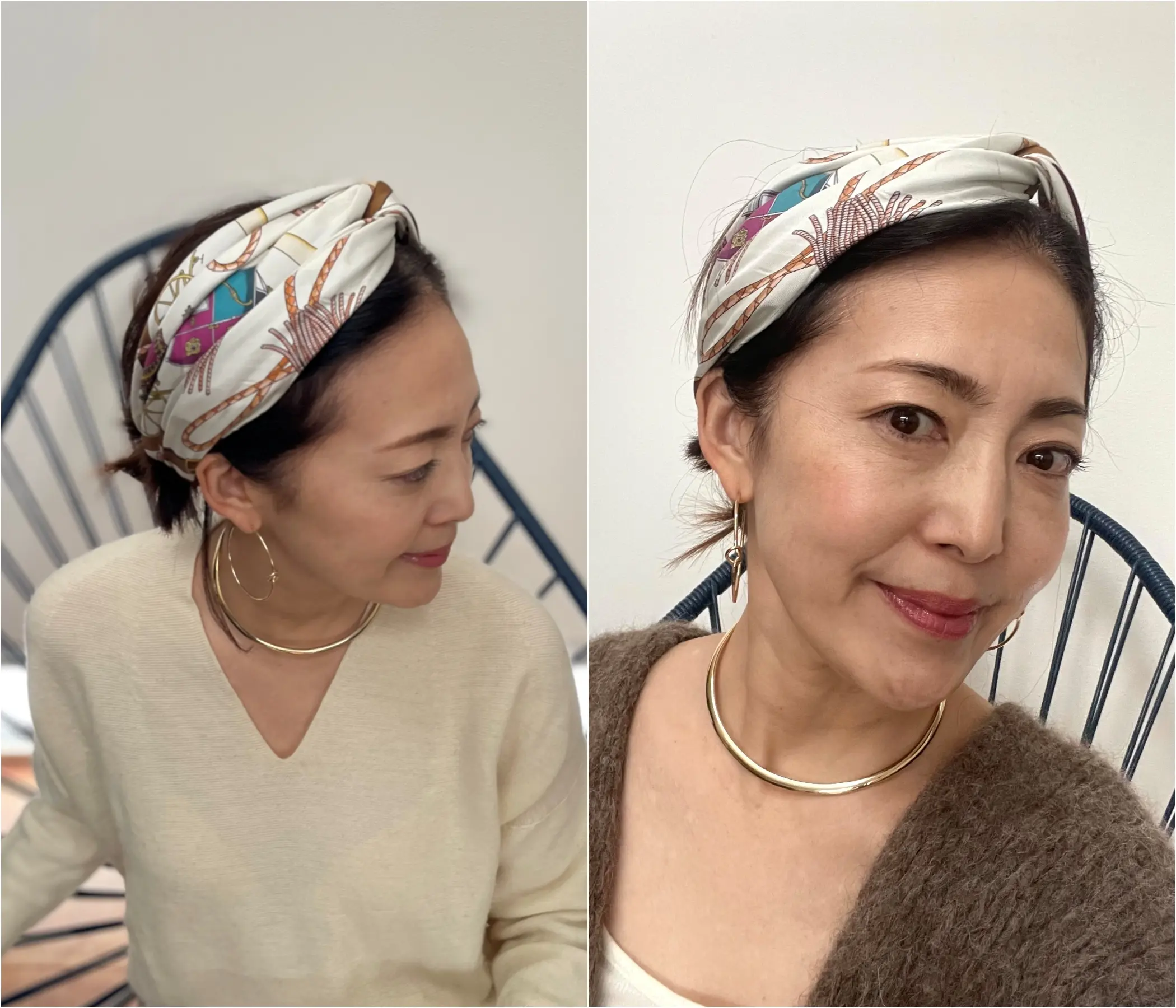 エクラ華組　スカーフコーデ　ヘアアレンジ　宮原江里子さん