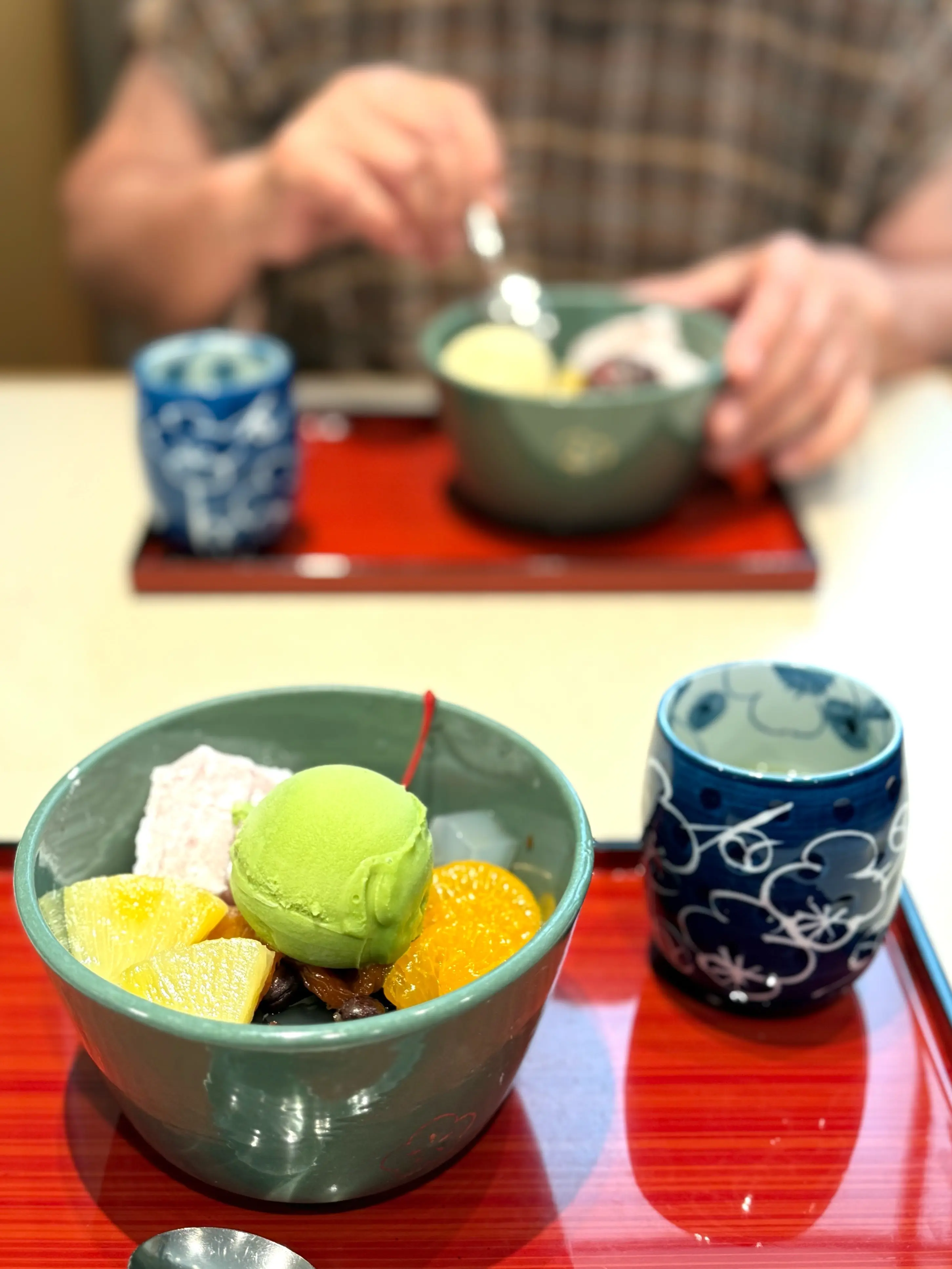 日本橋駅　高島屋日本橋店　甘味処　浅草「梅園」　クリームみつ豆　抹茶アイス