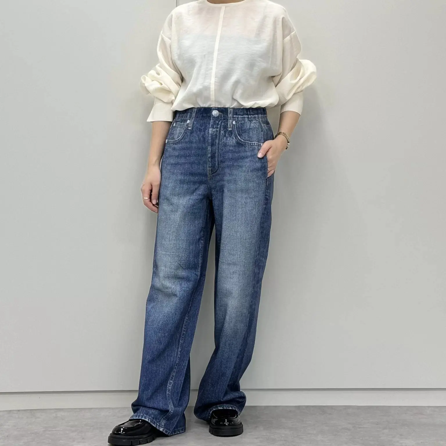 ＼アンクル丈登場／rag &amp; bone 【MIRAMAR】デニムプリントパンツ身長別履き比べ_1_5