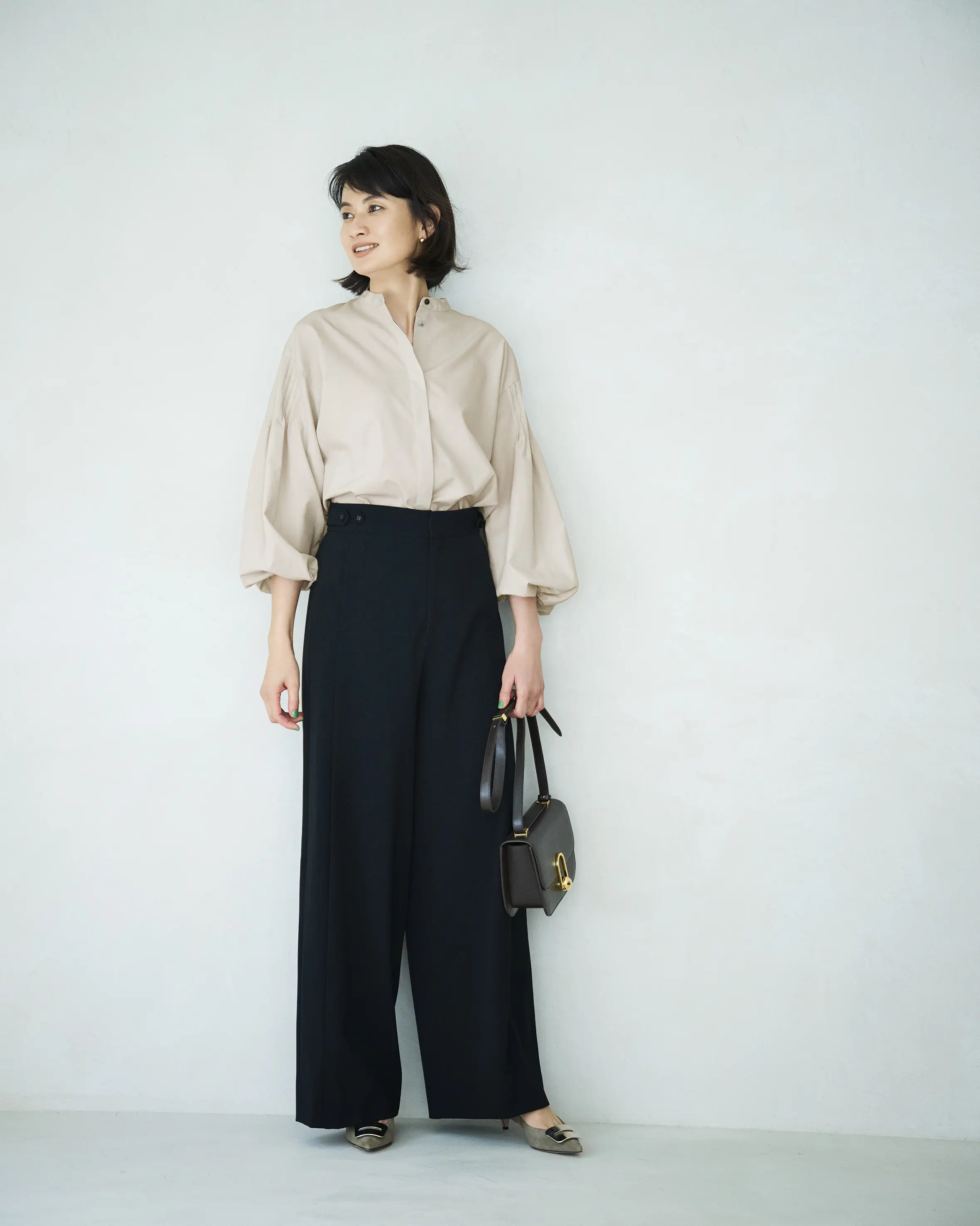 【50代 パンツ】E by éclat「優美なセミワイドパンツ」の秋コーディネート6選_1_4