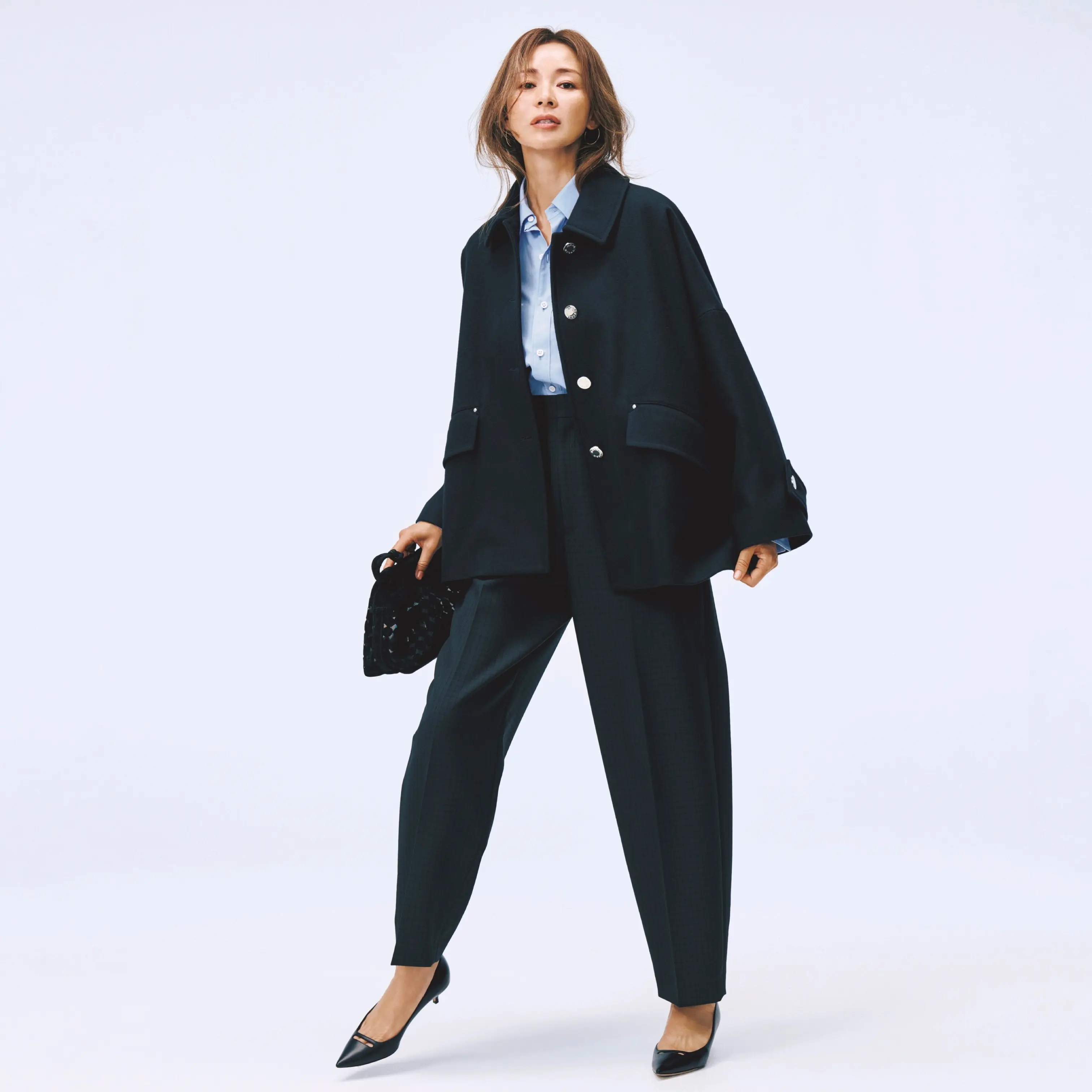 かぐれ 新品 今季 ウールステンカラーショートコート 2025秋冬