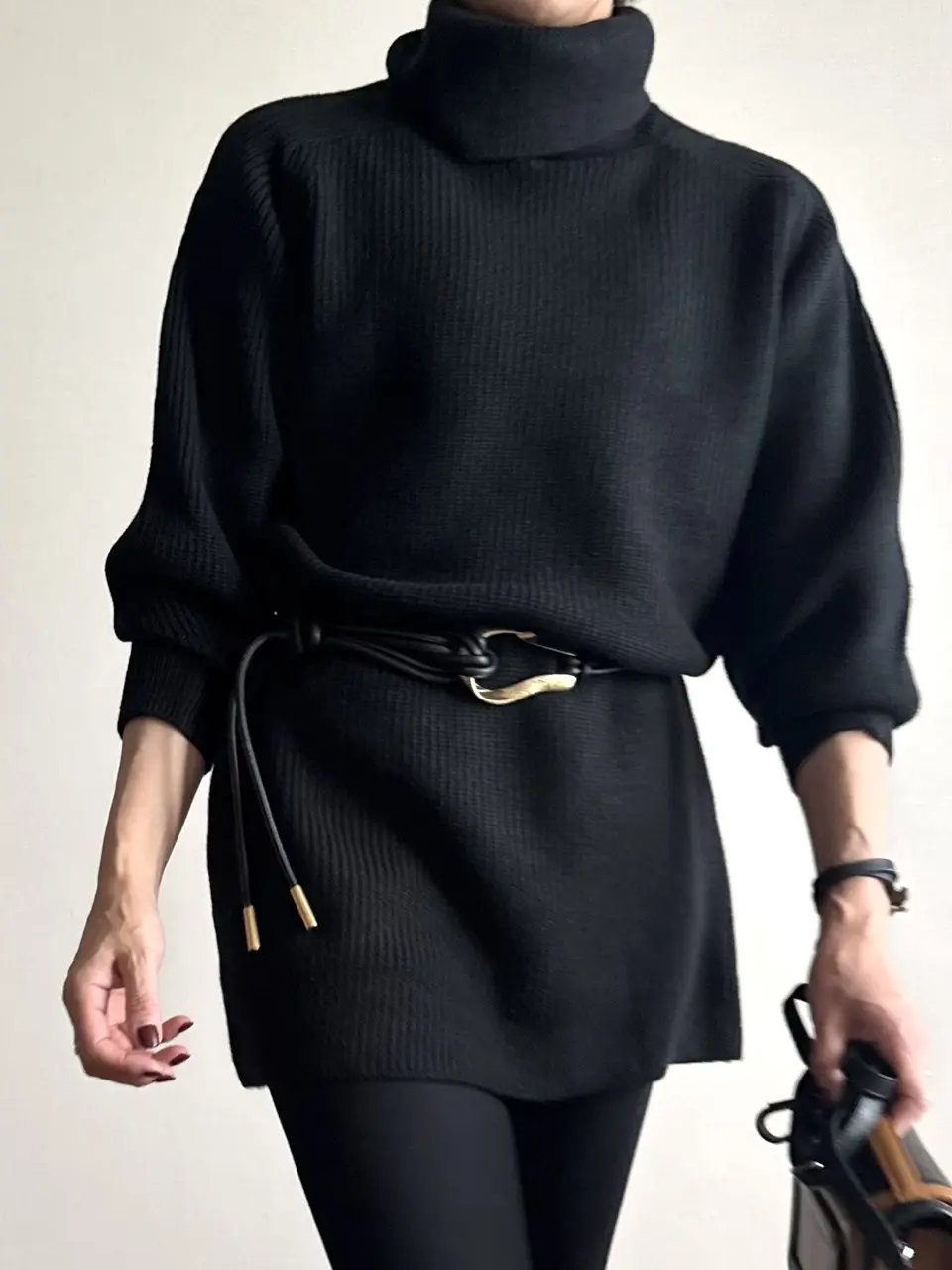 ユニクロ ニットミニワンピース コーデ 02