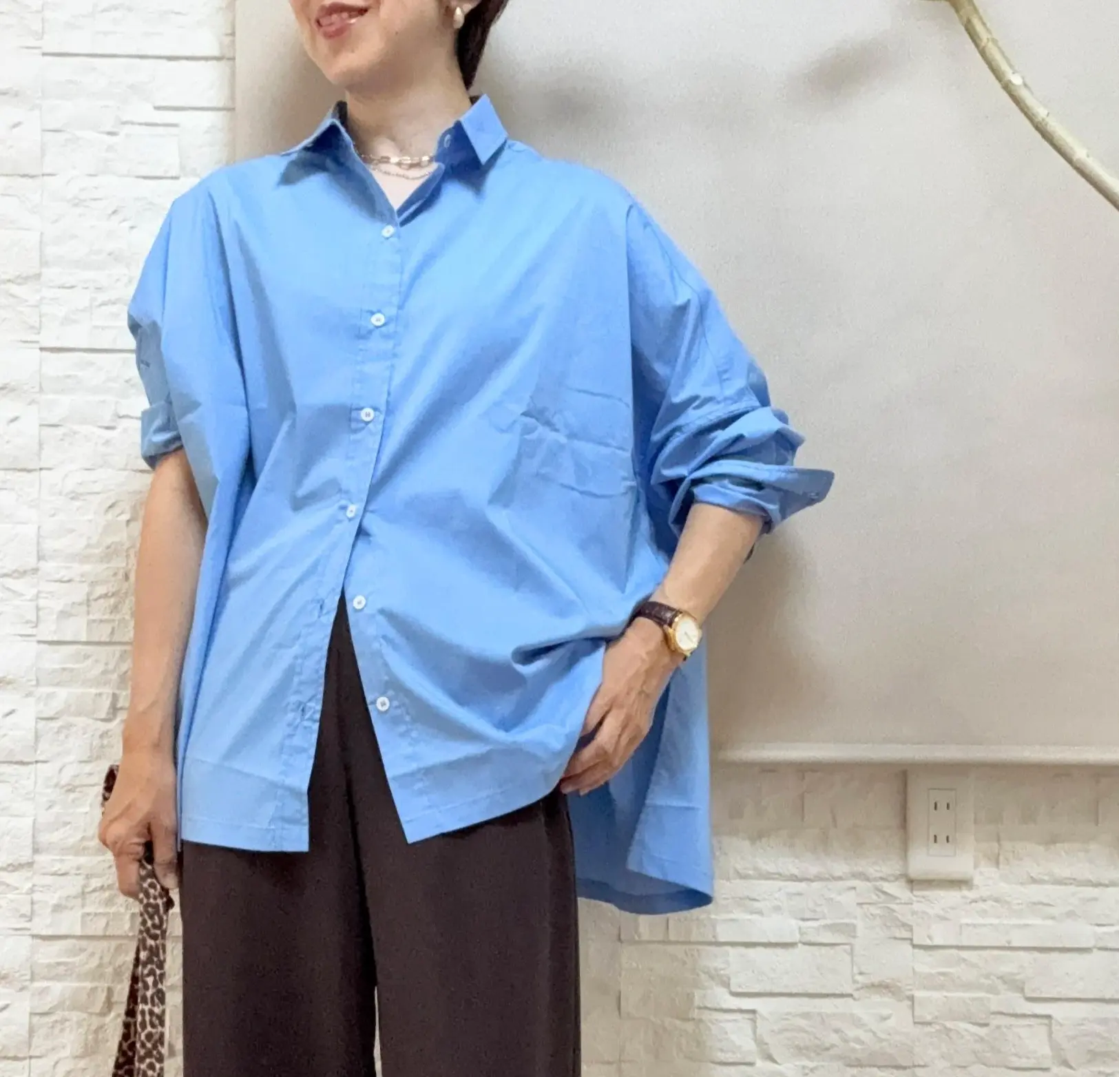 ユニクロ　アンドネイビー　秋コーデ　ブラウンコーデ　ジーユーコーデ