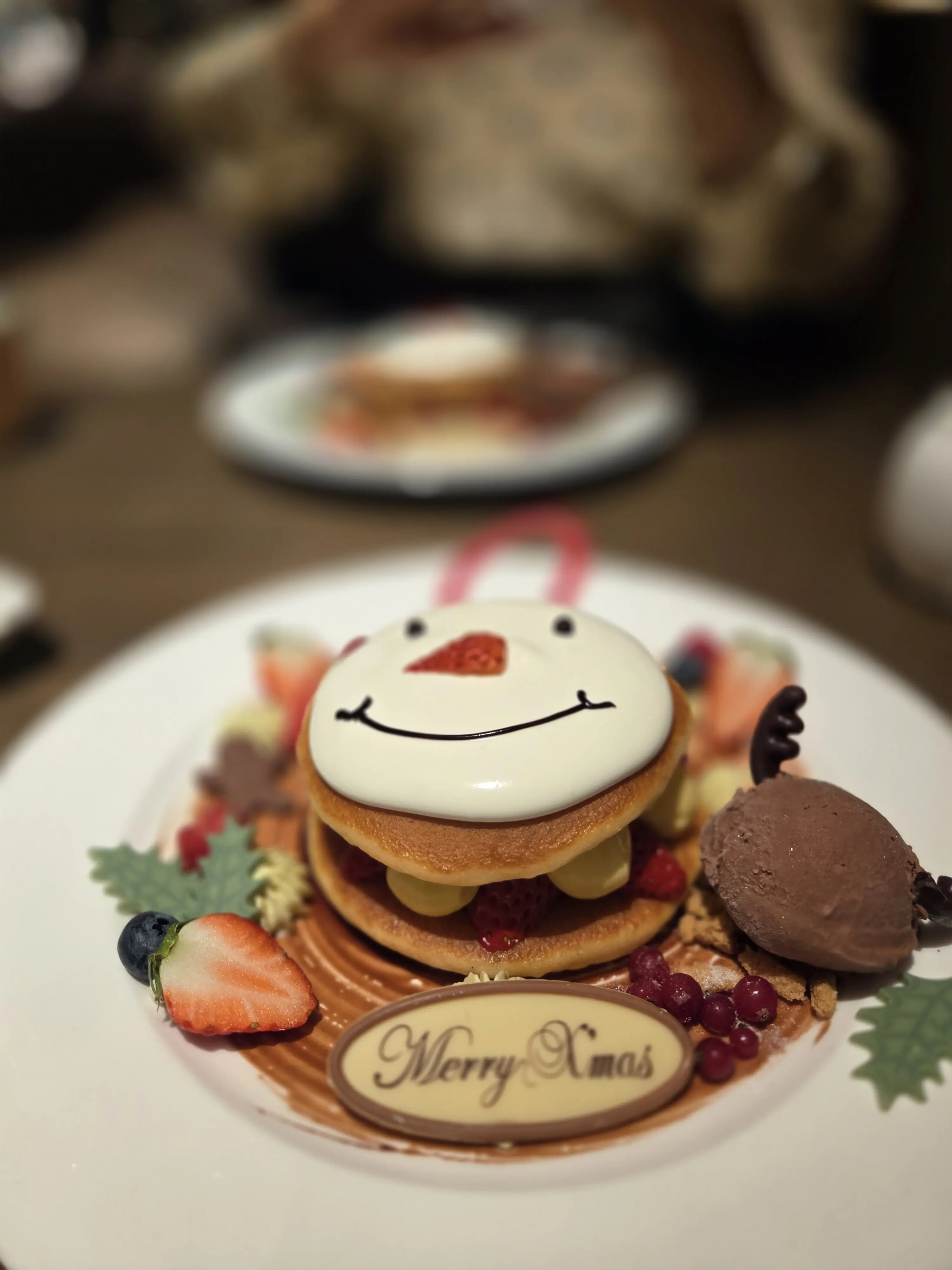 ツイード風ニットガウンジャケット(E by éclat)を着てスノーマンリースパンケーキを♡_1_7