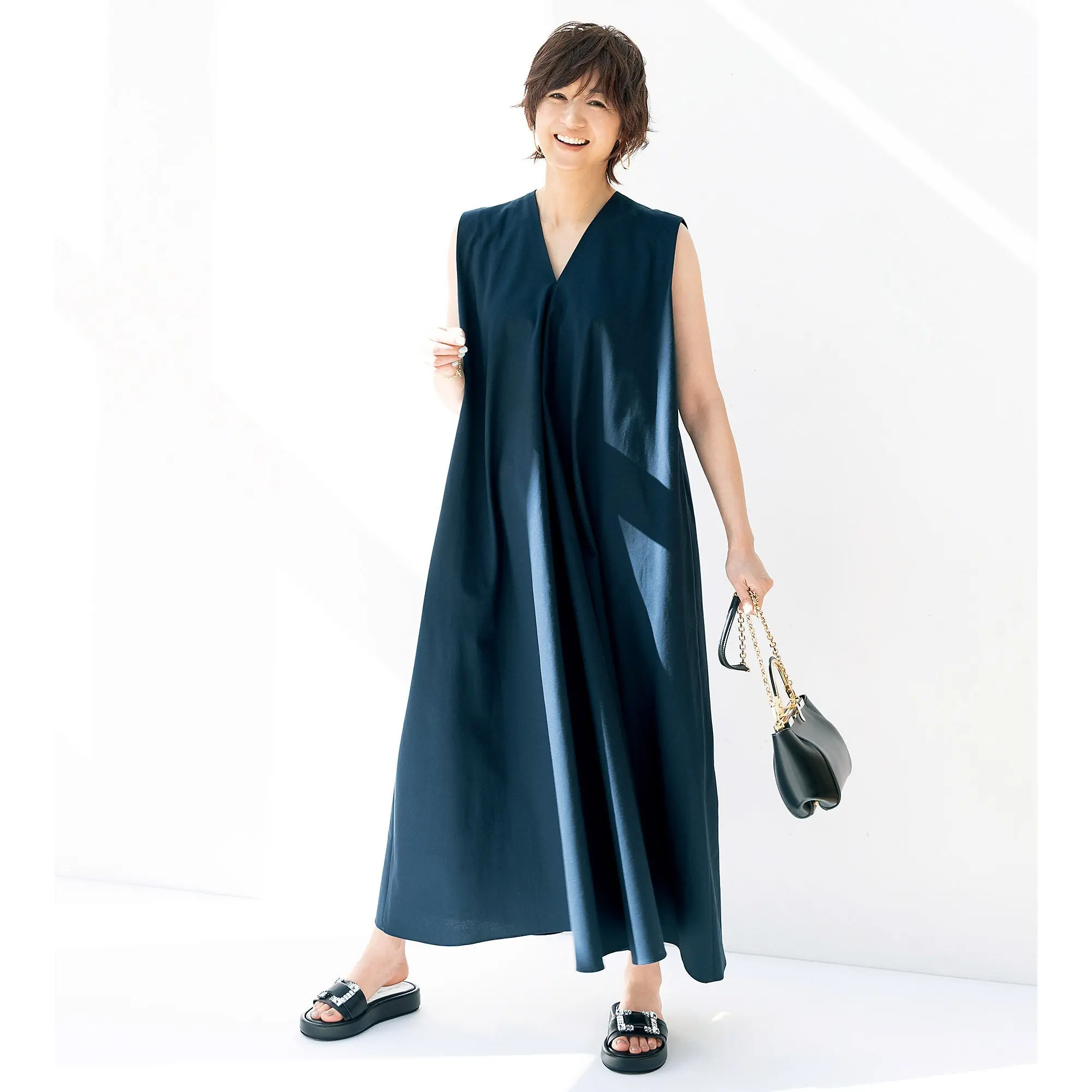 富岡佳子着 CINOH ロングジレ 富岡佳子 for N.O.R.C by the line コラボセットが完成 セット