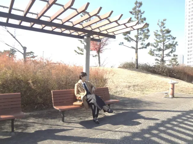 二子玉川公園　デジカメで撮影　二子玉川公園ベンチ