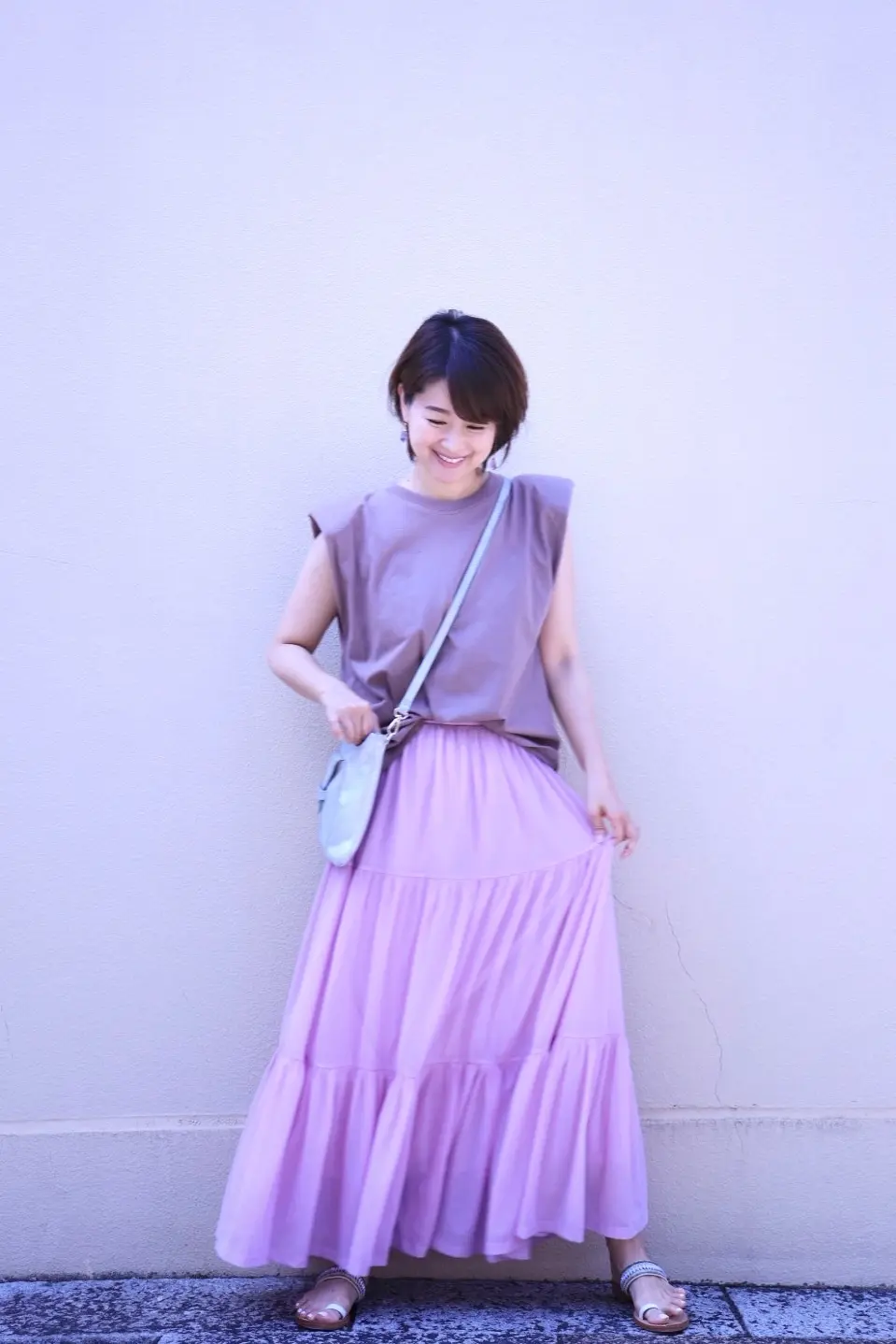 ZARAの細見えパワーショルダートップスと、きれい色のひらりんスカート♡_1_10
