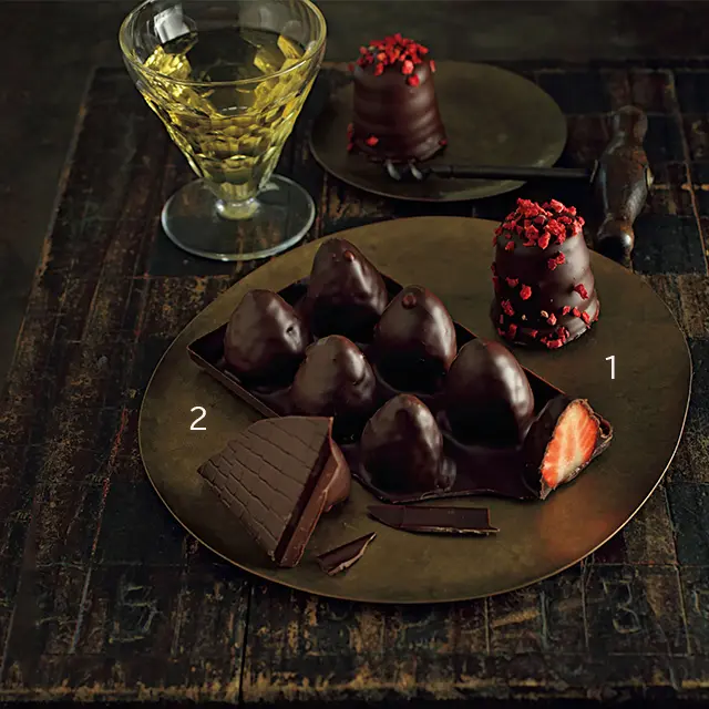 フルーツ使いが魅惑的なチョコレートは、甘口白のソーテルヌが〝運命の相手〞