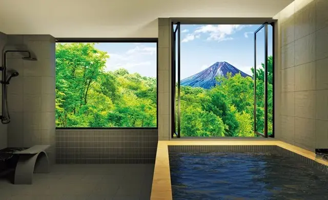 5室のうち、4室のリビングや浴室からは富士山の眺望を楽しめる。全室の浴室は20㎡という広さ
