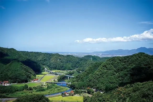 境内上の神苑からは、日本海と出雲平野、美しい空と雲が眺められる