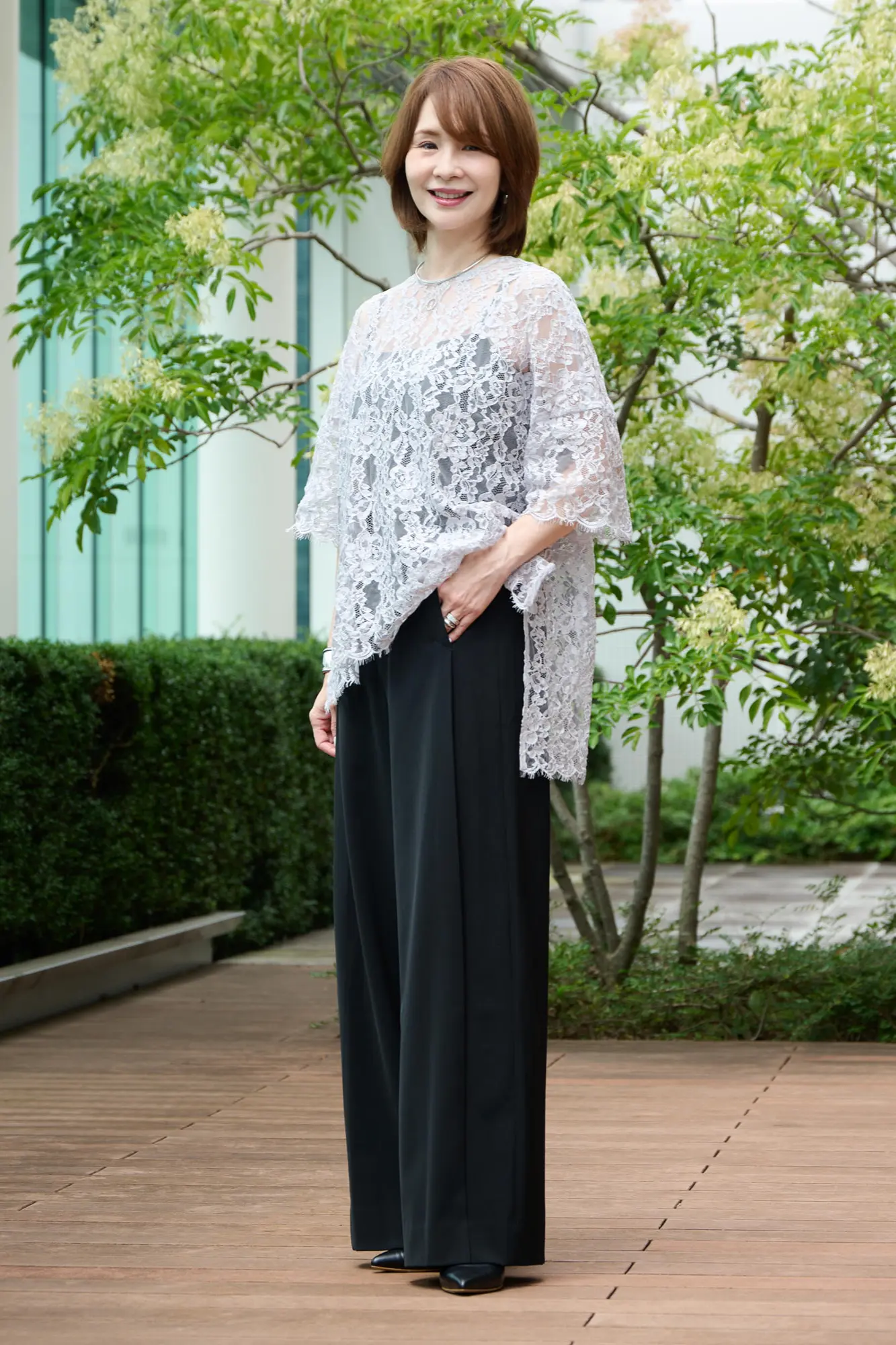 【50代 パンツ】身長・骨格別　E by éclat「優美なセミワイドパンツ」ジャストサイズに出会えました！_1_9-1