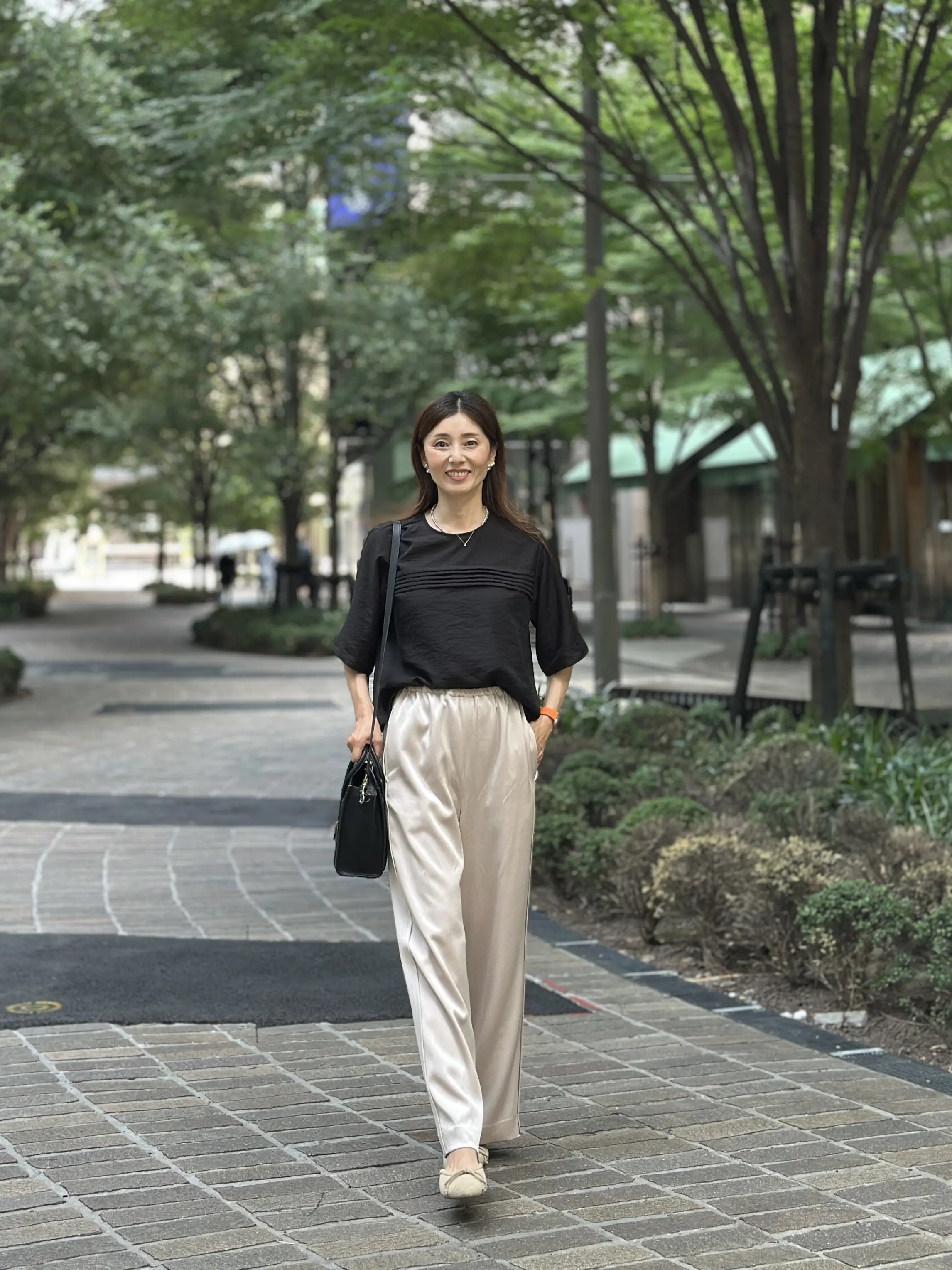 『E by eclat 』のシアーピンタックTブラウスを着回ししてみました_1_7