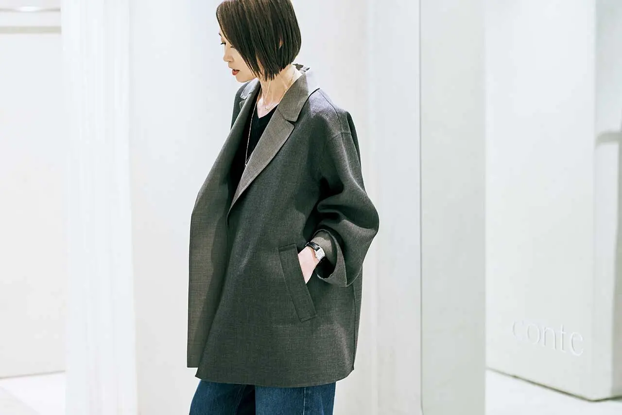 【素敵な大人の「ジャケットコート」9選】ゆとりがあるから重ね着できて冬までOK！_1_3