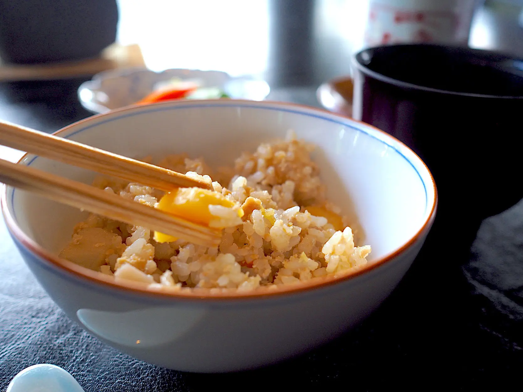 葛城北の丸　秋の実り御飯に味噌汁と香の物