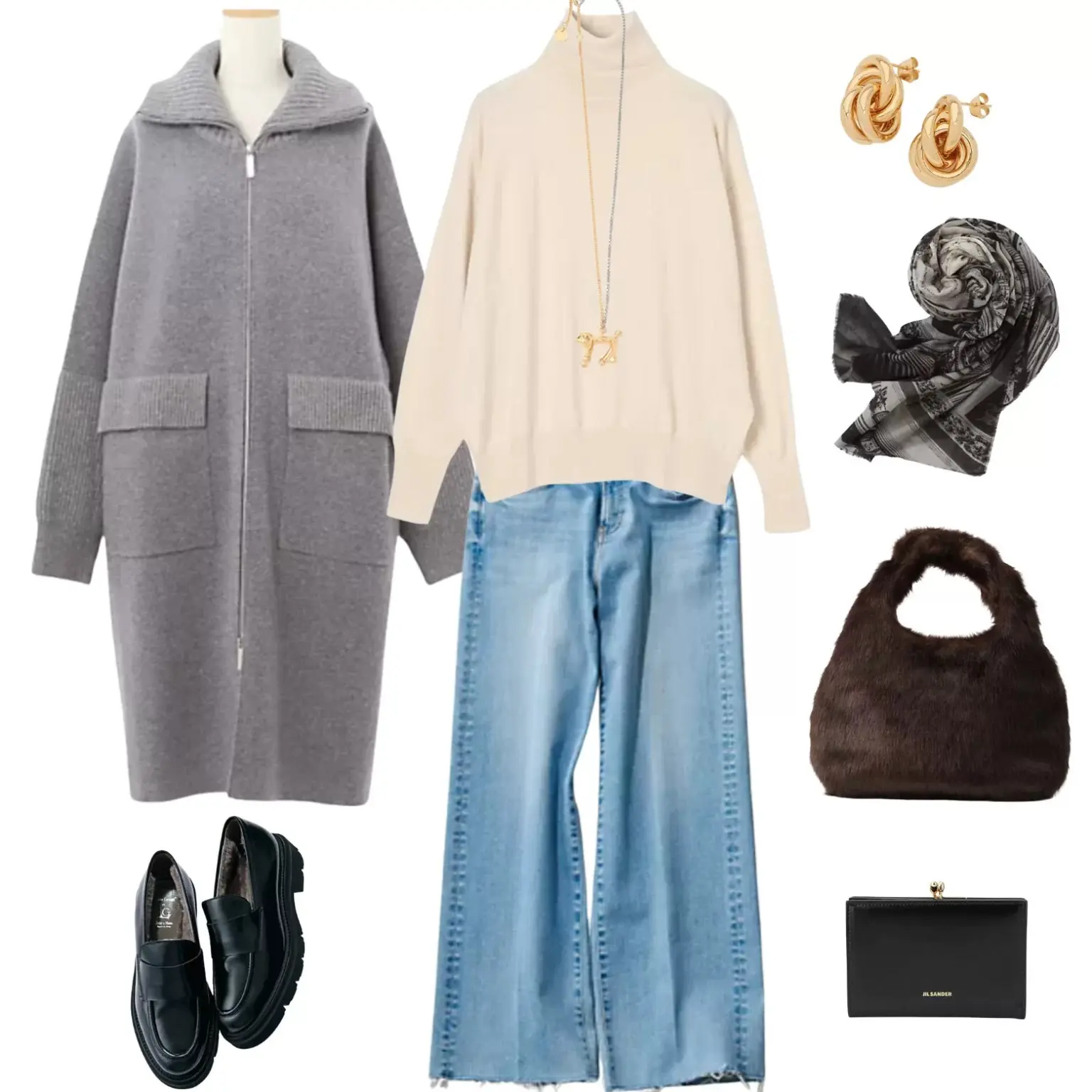 【50代 週末コーデ】グレーの上質ニットで叶える洗練カジュアル_1_1