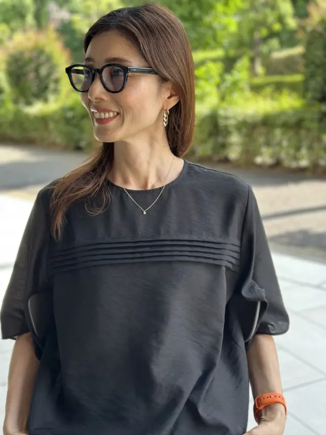 『E by eclat 』のシアーピンタックTブラウスを着回ししてみました_1_6